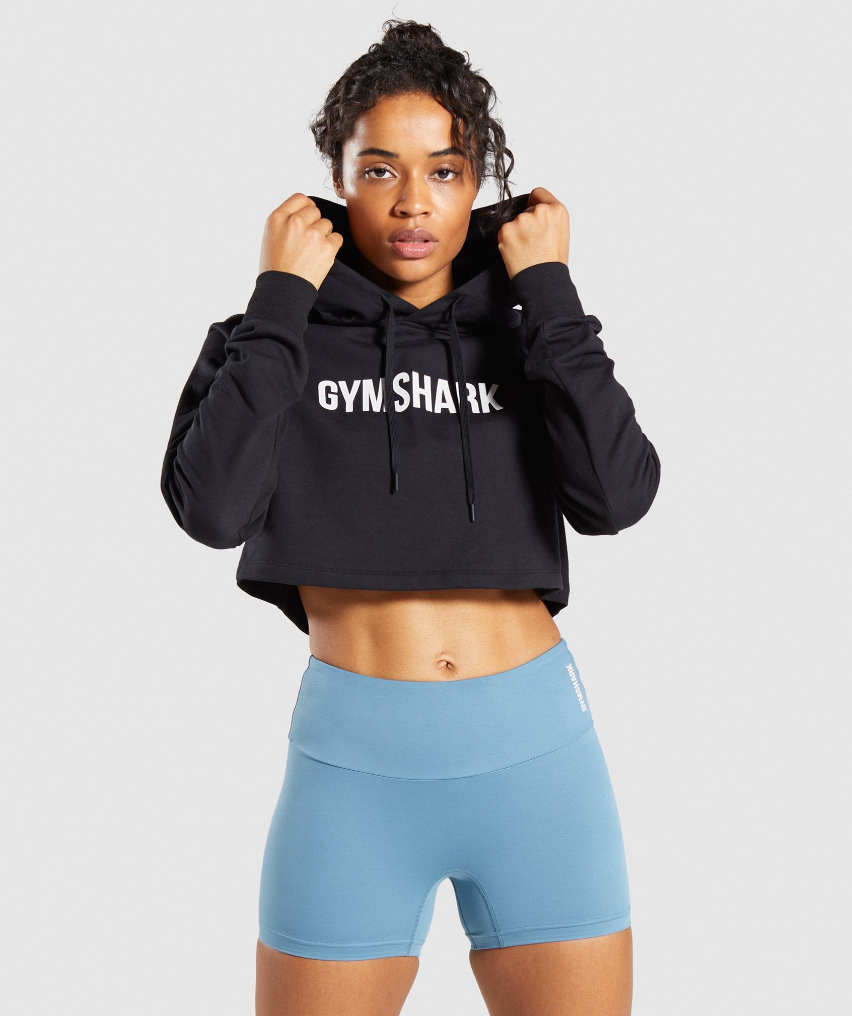 Gymshark Training Cropped Hoodie - Black Image A