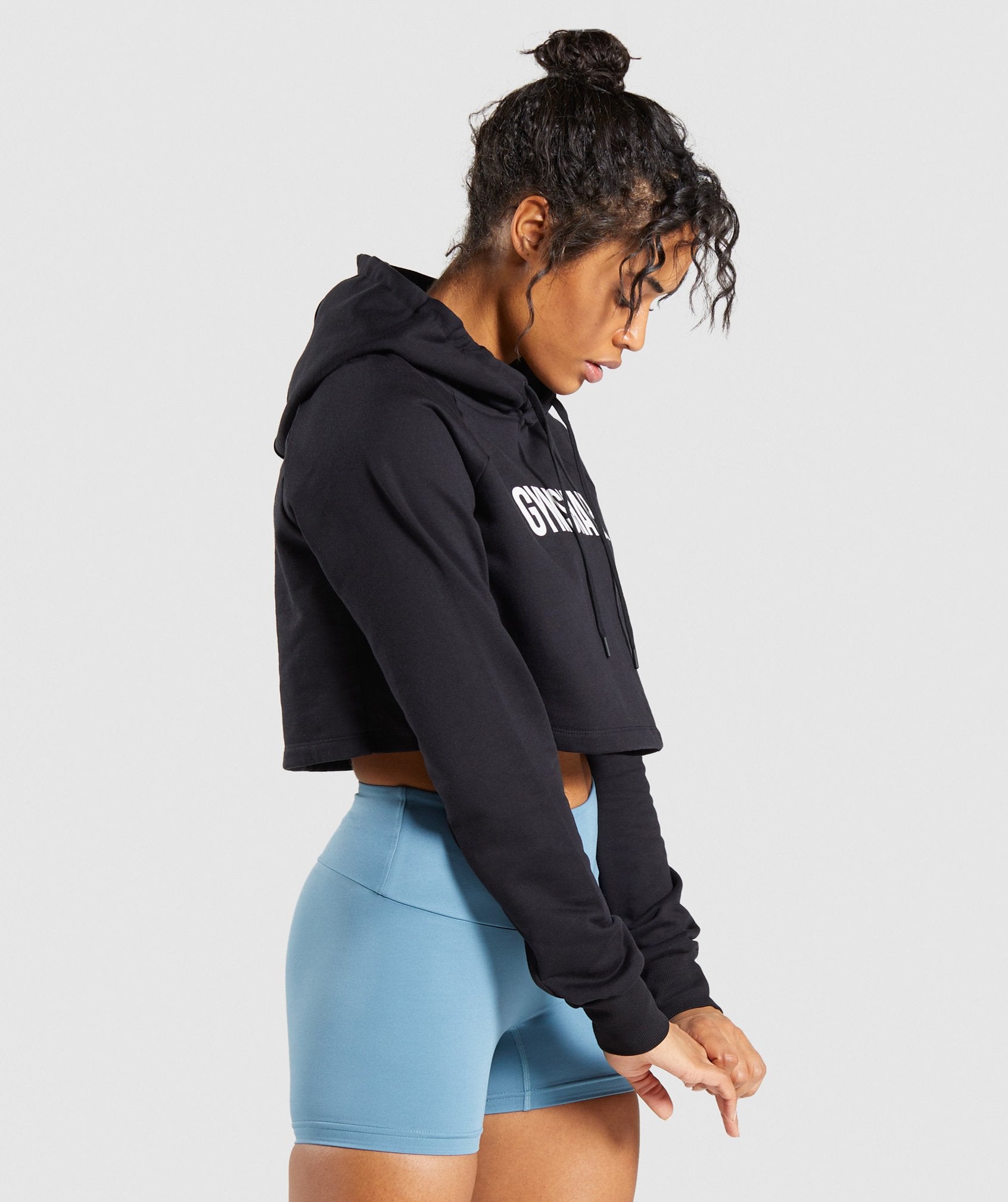 Gymshark Training Cropped Hoodie - Black Image C