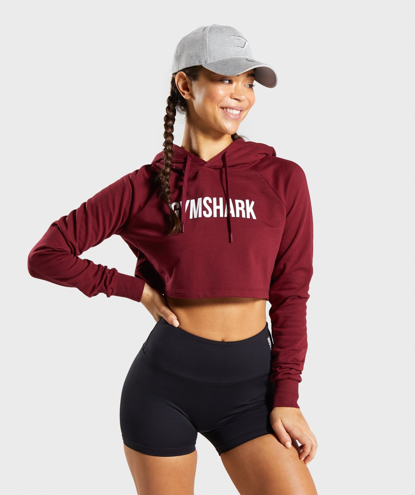Gymshark Training Cropped Hoodie - Claret Image A