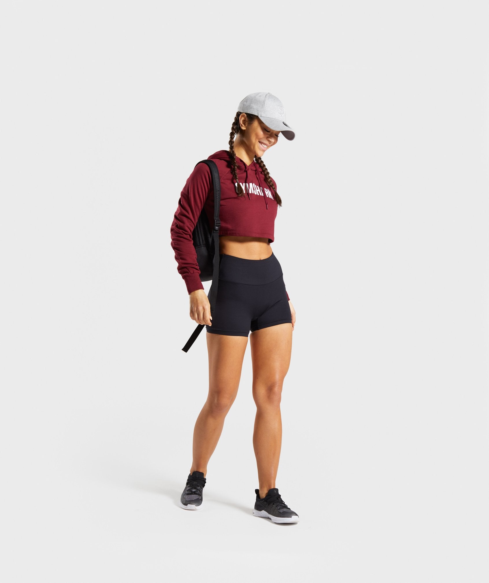 Gymshark Training Cropped Hoodie - Claret Image D