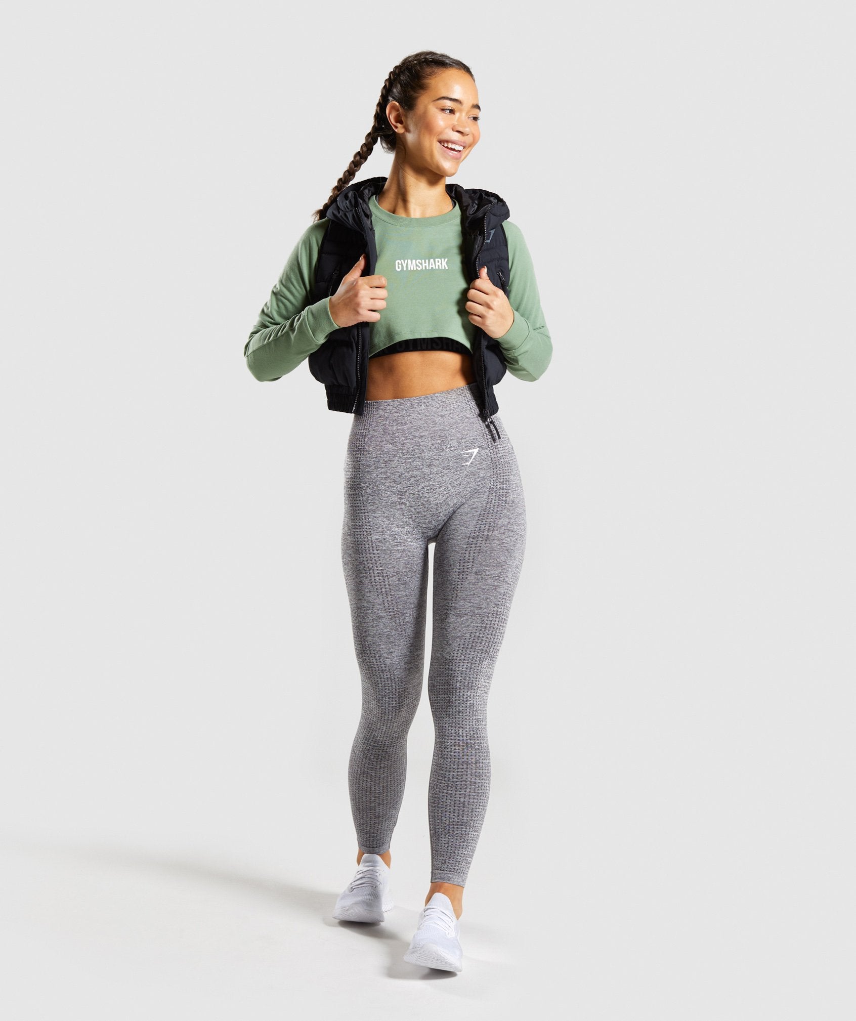 Gymshark Training Cropped Sweater - Green Image D