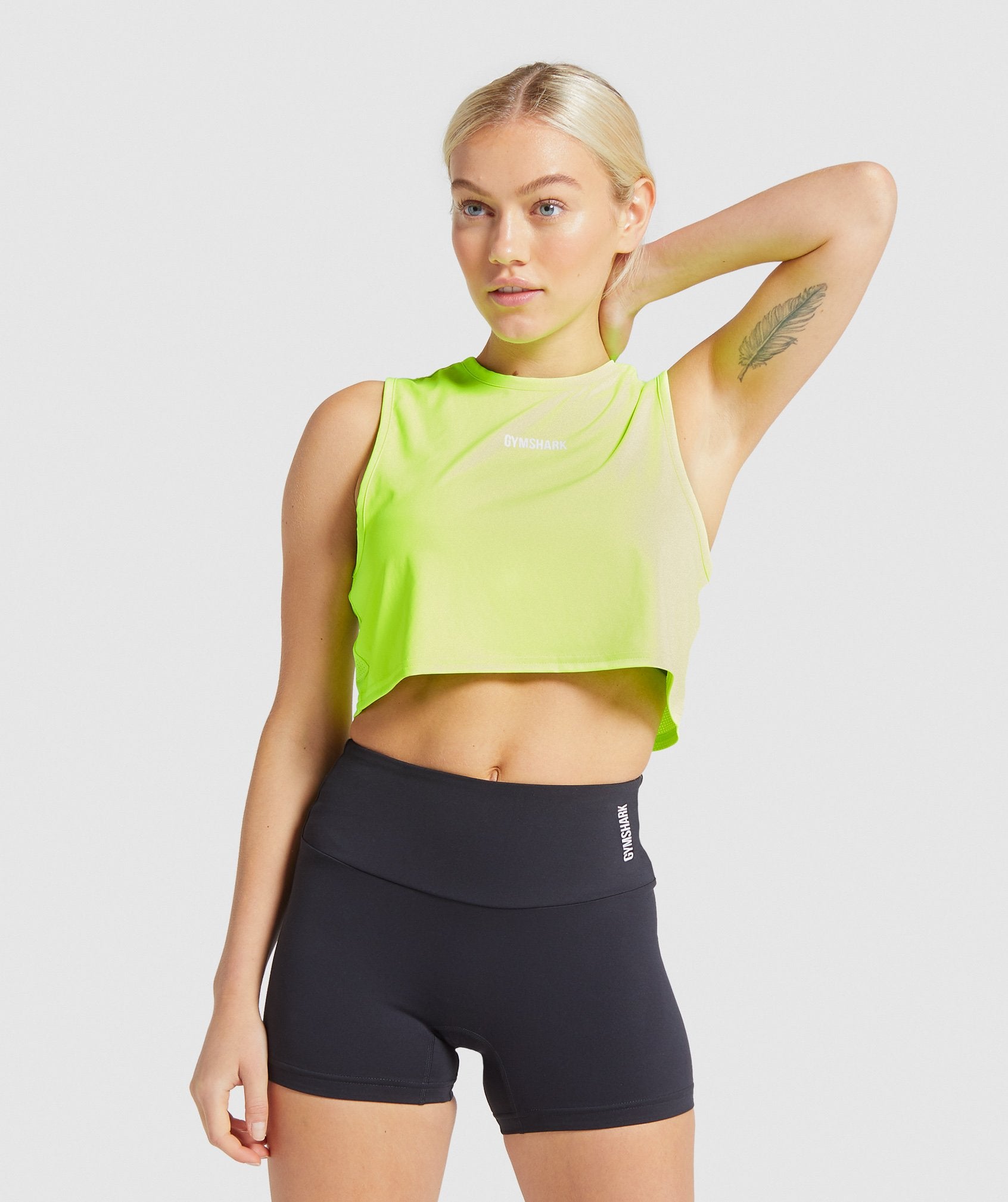 Gymshark Training Cropped Tank - Lime Image A