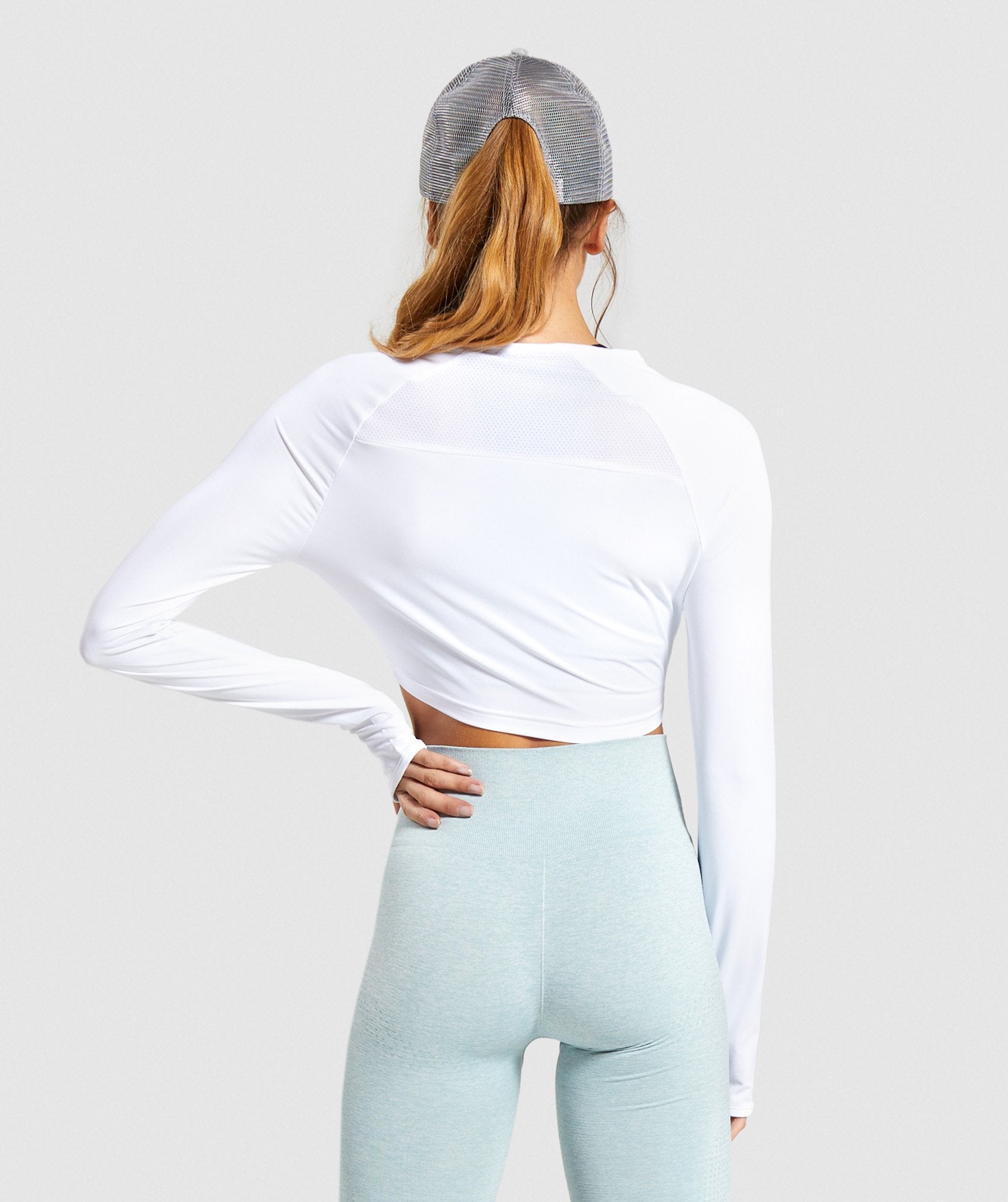 Gymshark Training Long Sleeve Crop Top - White Image B