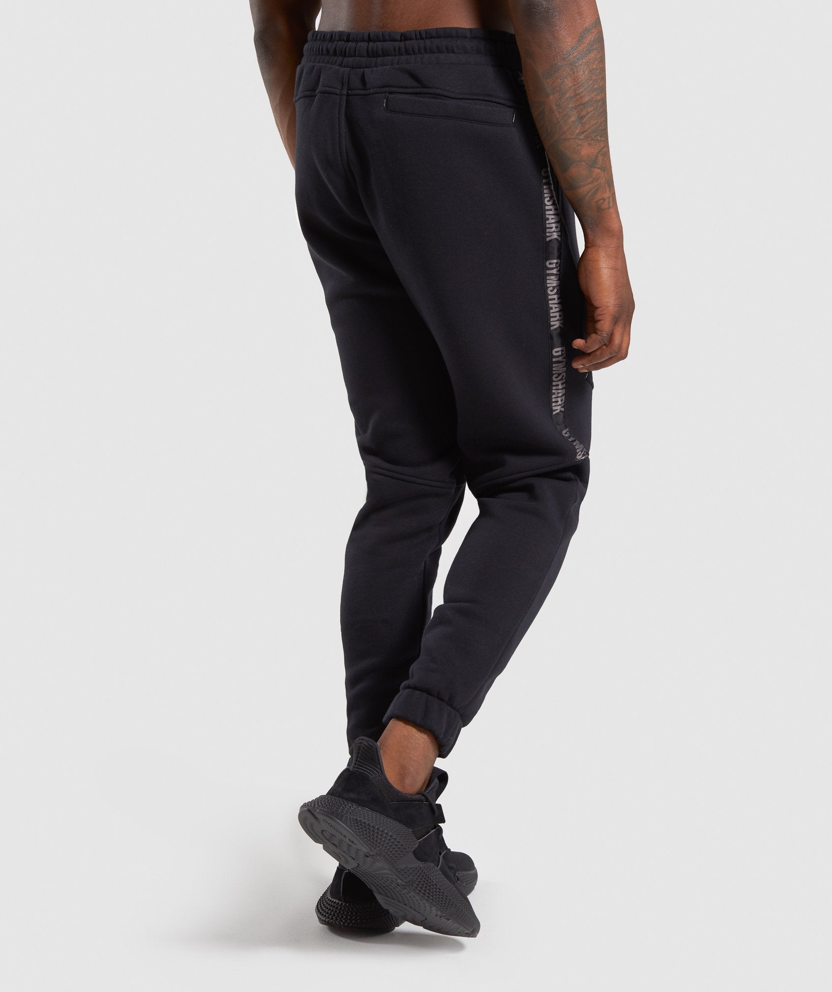 Taped Joggers in Black - view 2