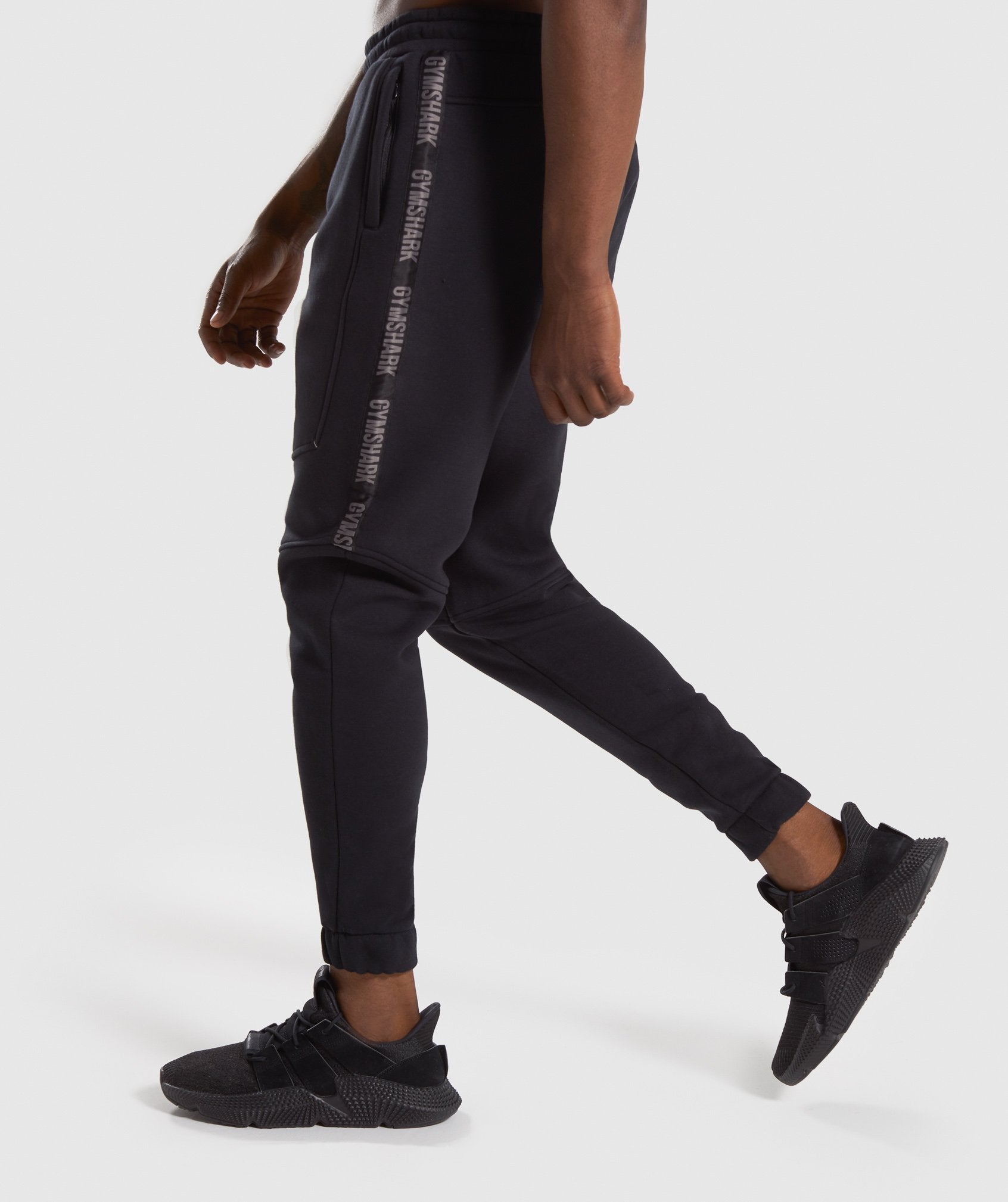 Taped Joggers in Black - view 3
