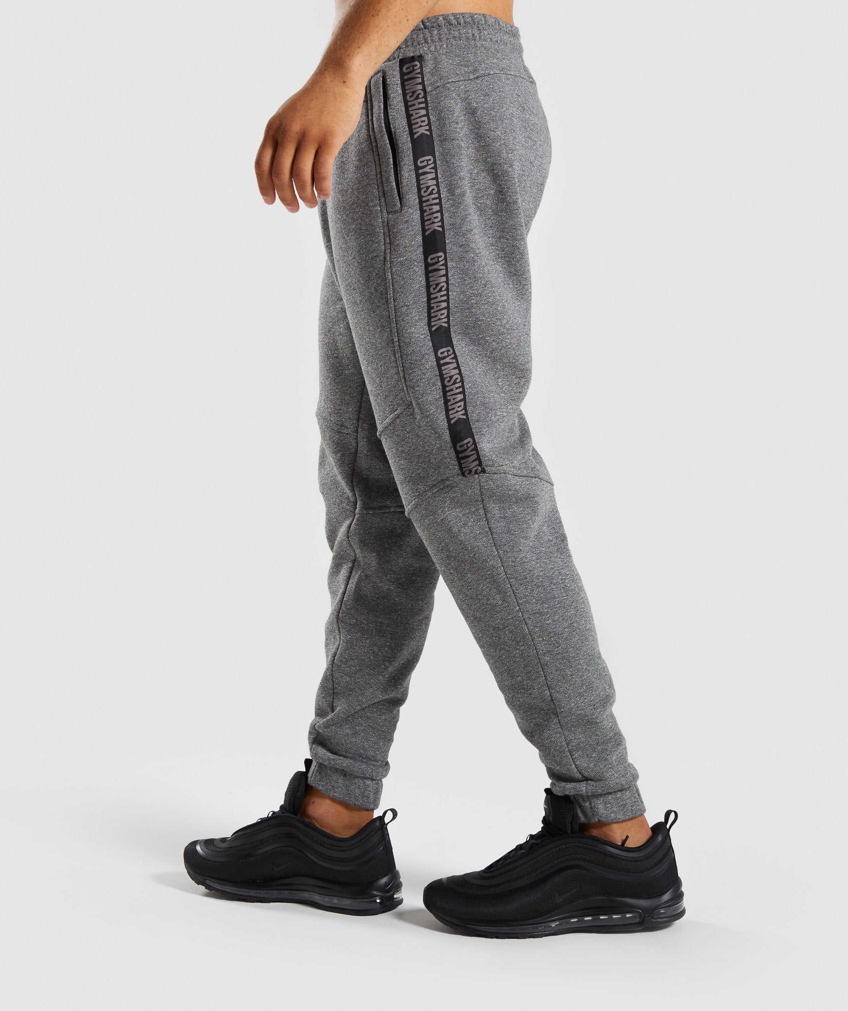 Taped Joggers in Grey Marl - view 3