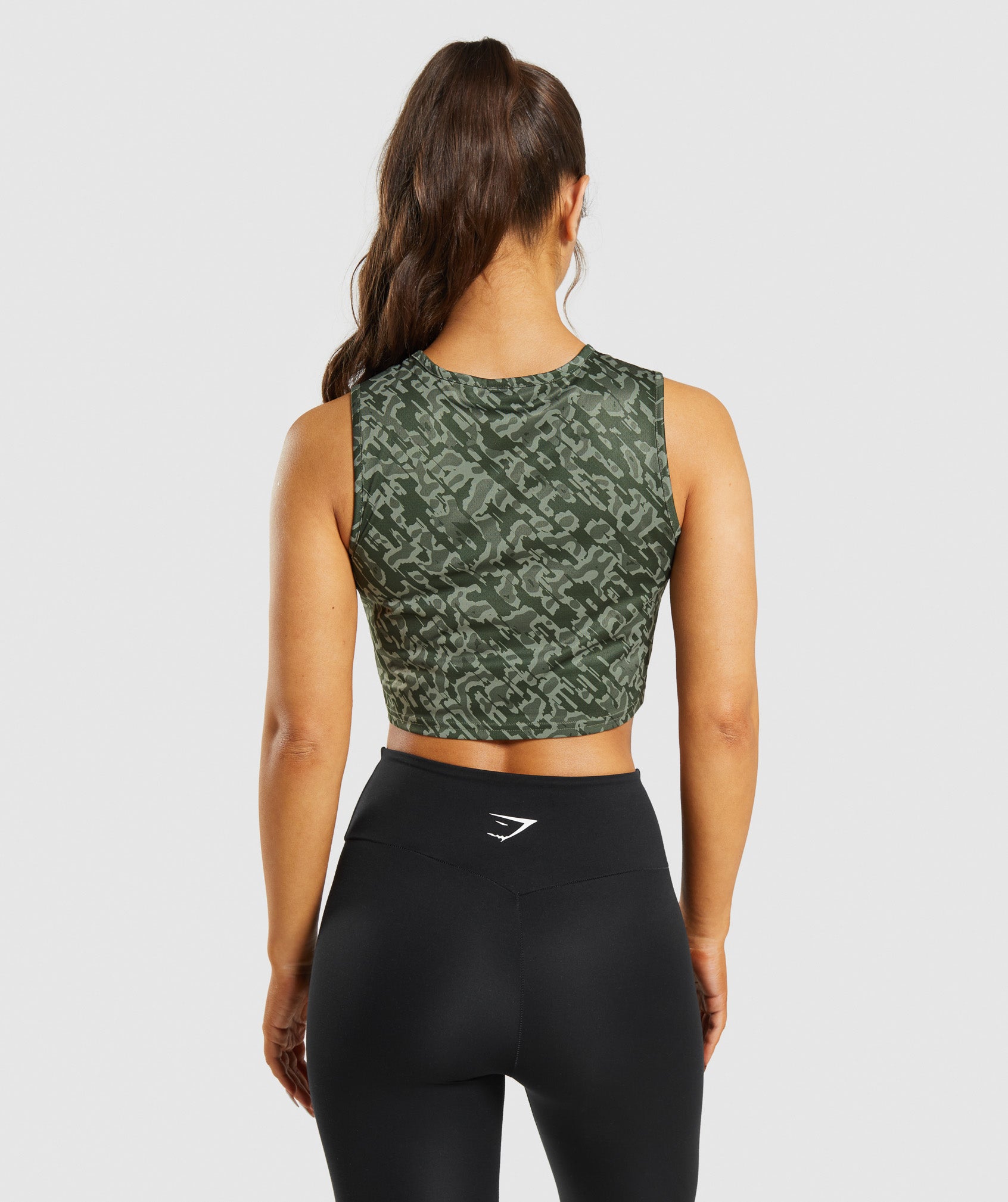 Training Crop Tank in Green Print - view 2