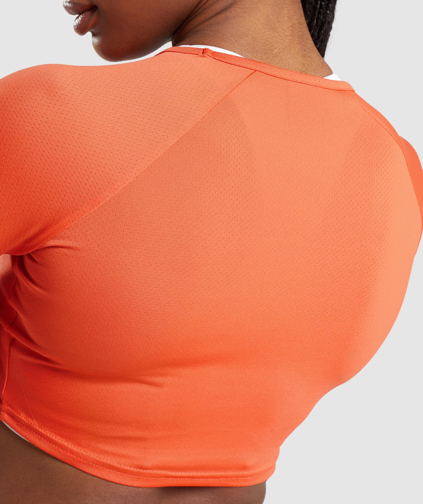 Training Long Sleeve Crop Top in Papaya Orange - view 6