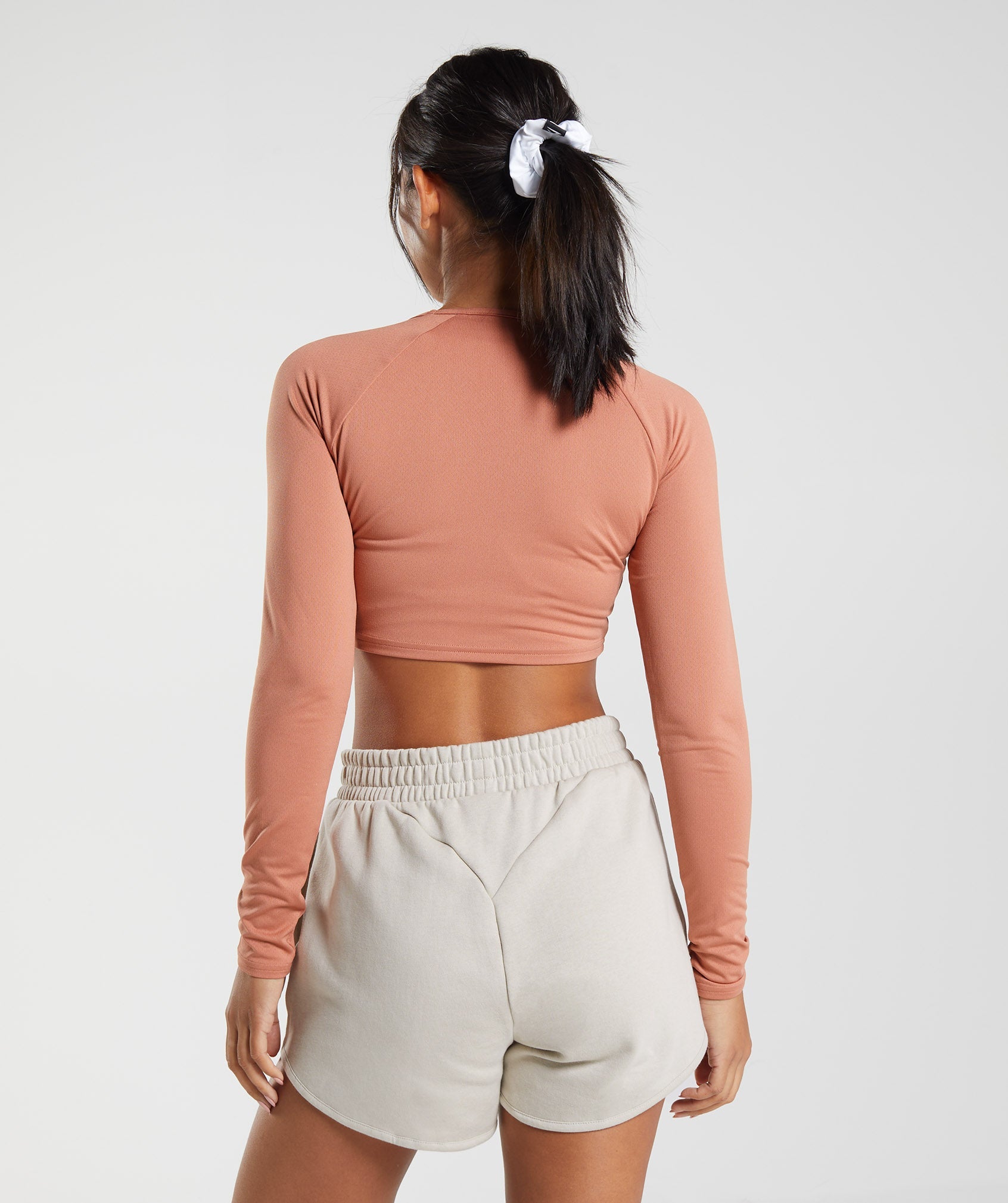 Training Long Sleeve Crop Top in Toffee Brown - view 2