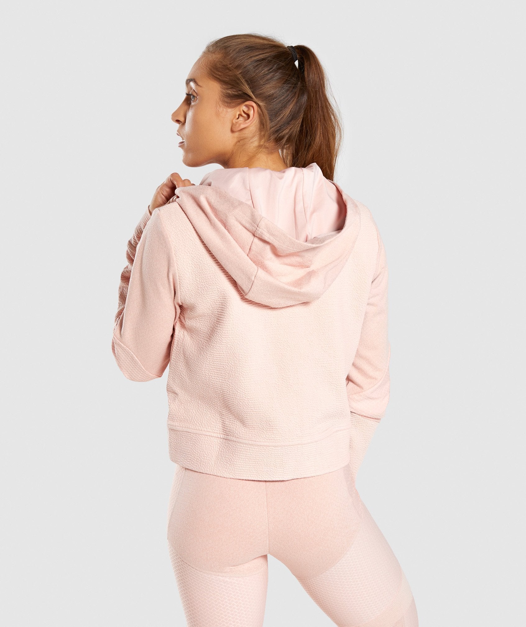 True Texture Hooded Bomber Jacket in Blush Nude - view 2