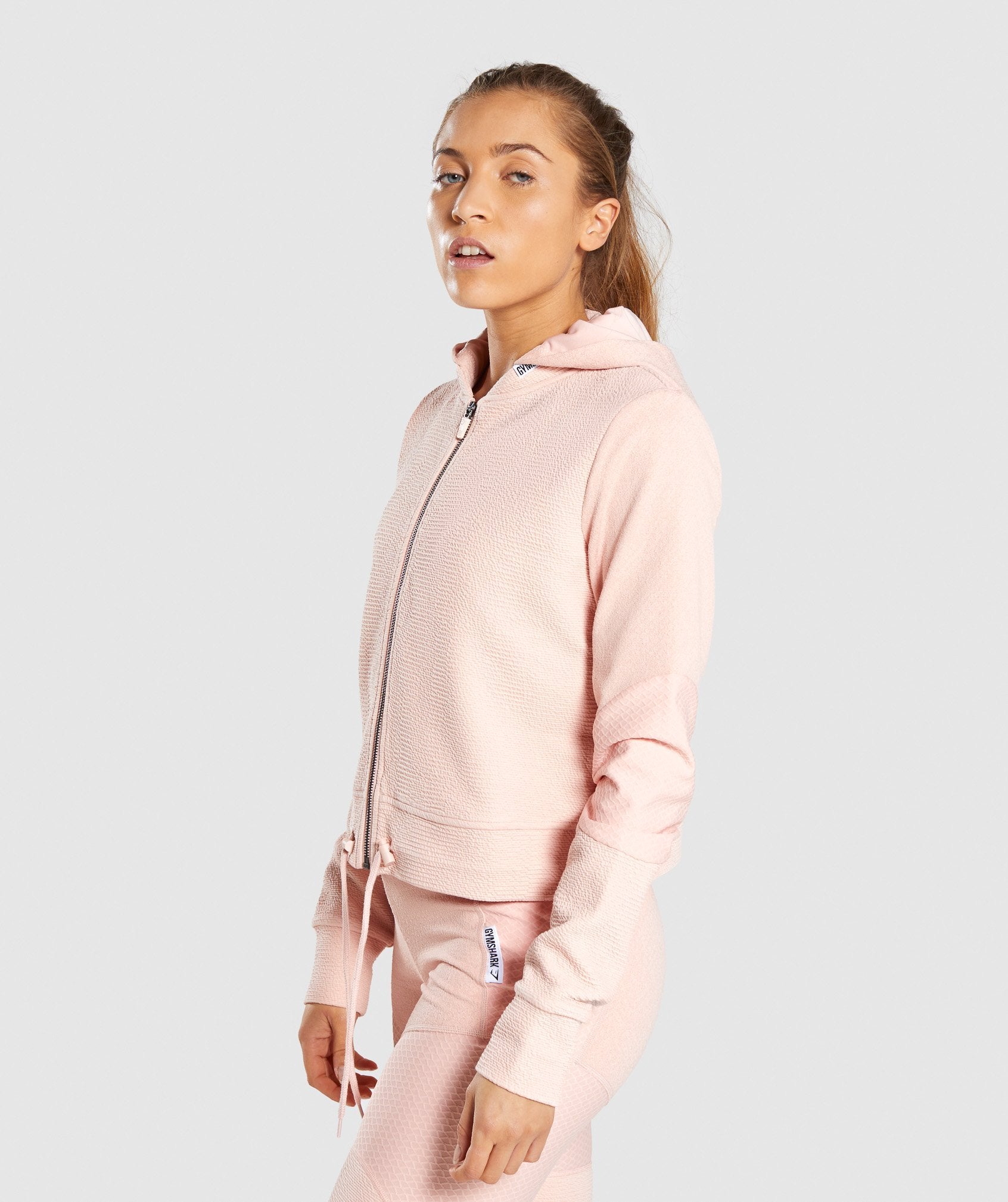 True Texture Hooded Bomber Jacket in Blush Nude - view 3