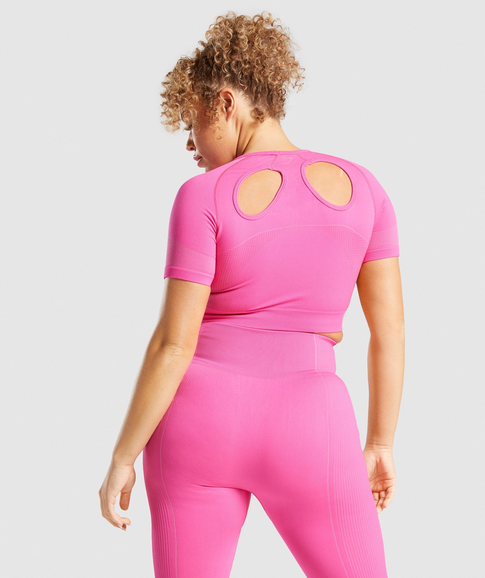Ultra Seamless Crop Top in Cyber Pink - view 2
