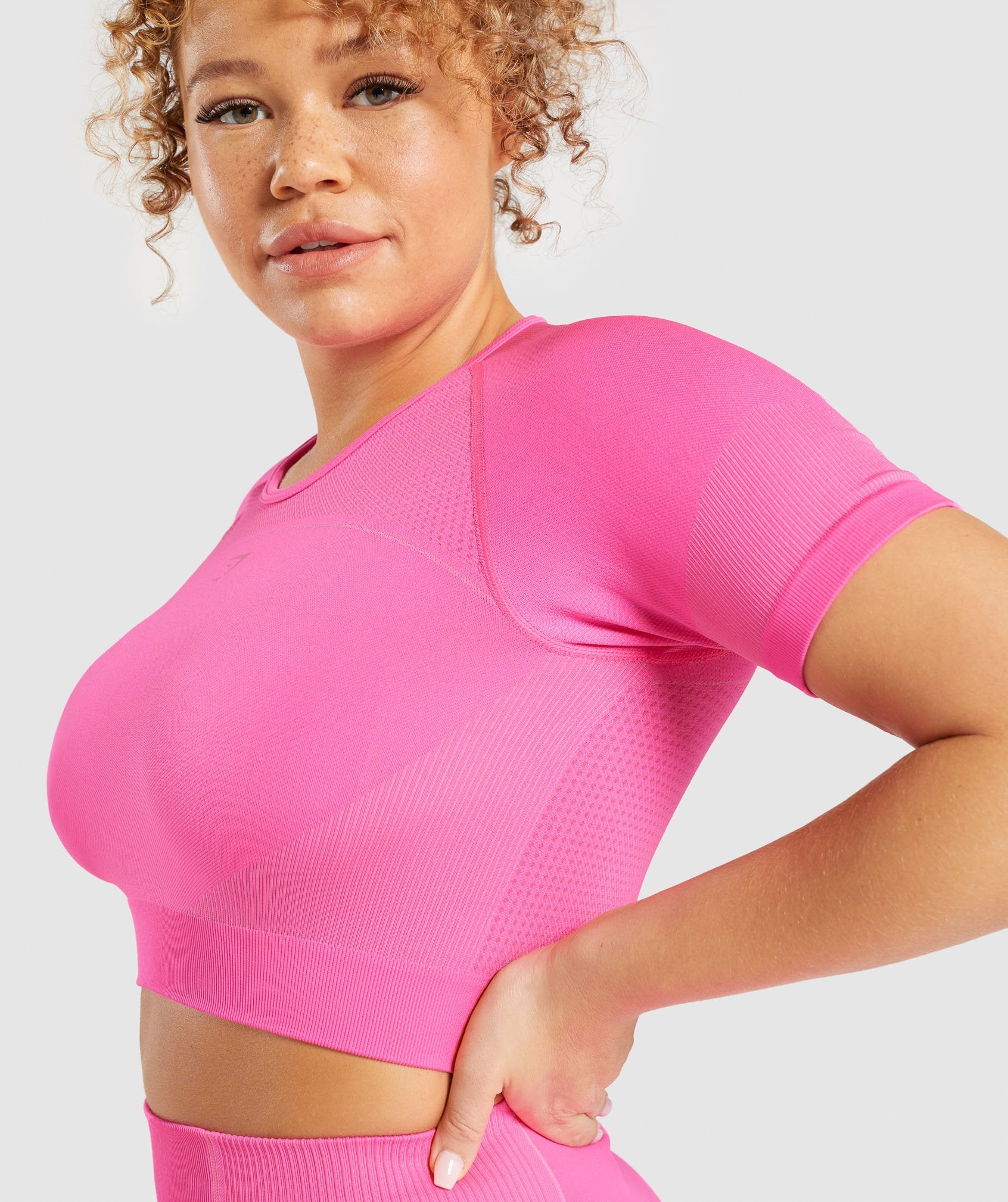 Ultra Seamless Crop Top in Cyber Pink - view 6