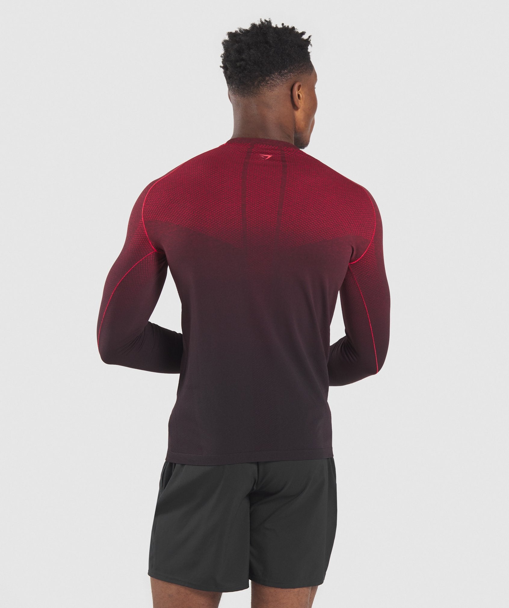 Vital Ombre Seamless Long Sleeve T-Shirt in Black/Red - view 3