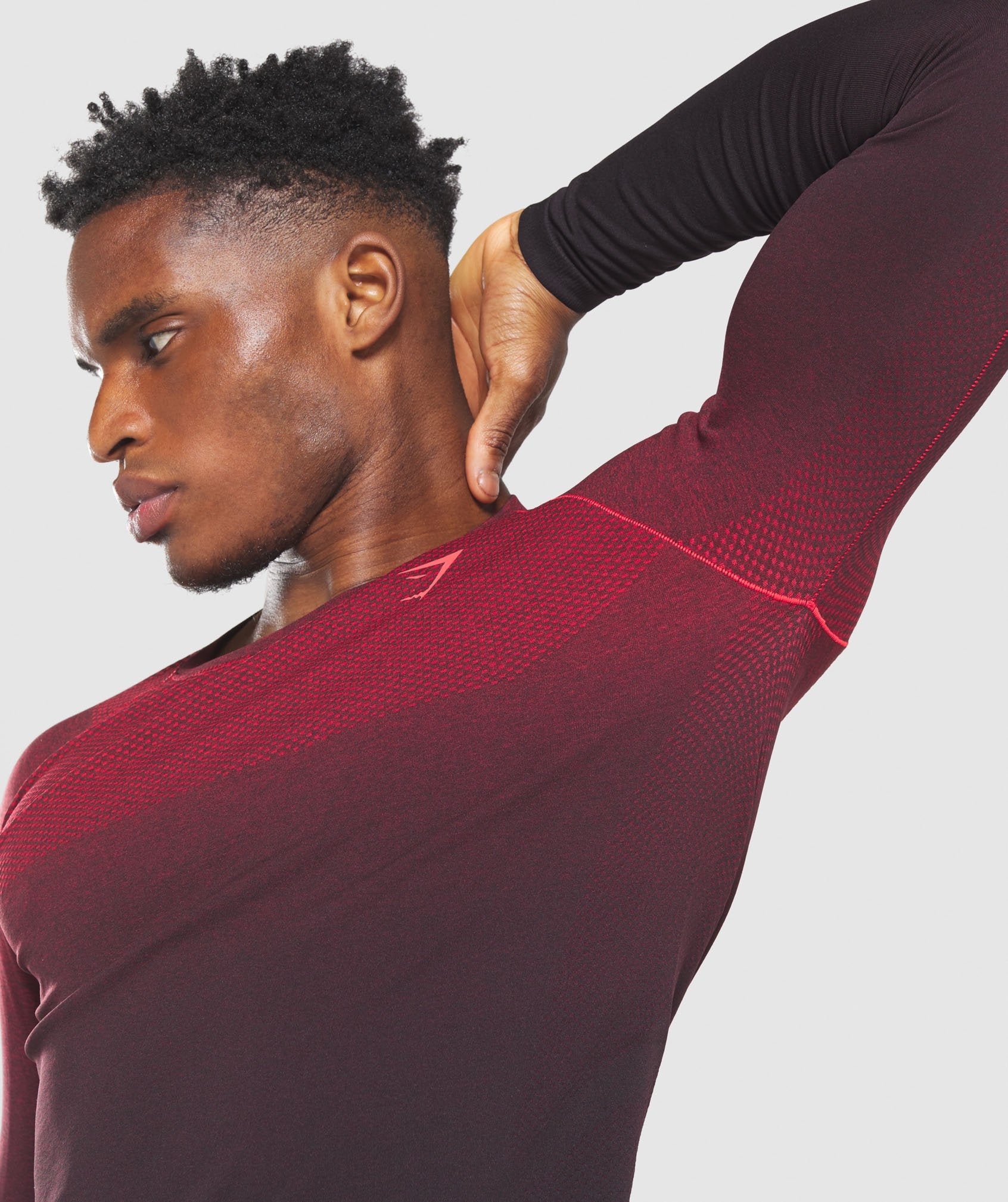 Vital Ombre Seamless Long Sleeve T-Shirt in Black/Red - view 6