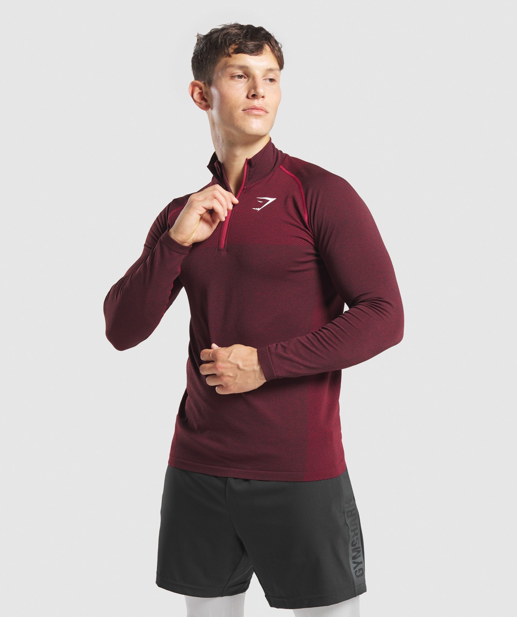 Vital Seamless 1/4 Zip Pullover in Burgundy Marl