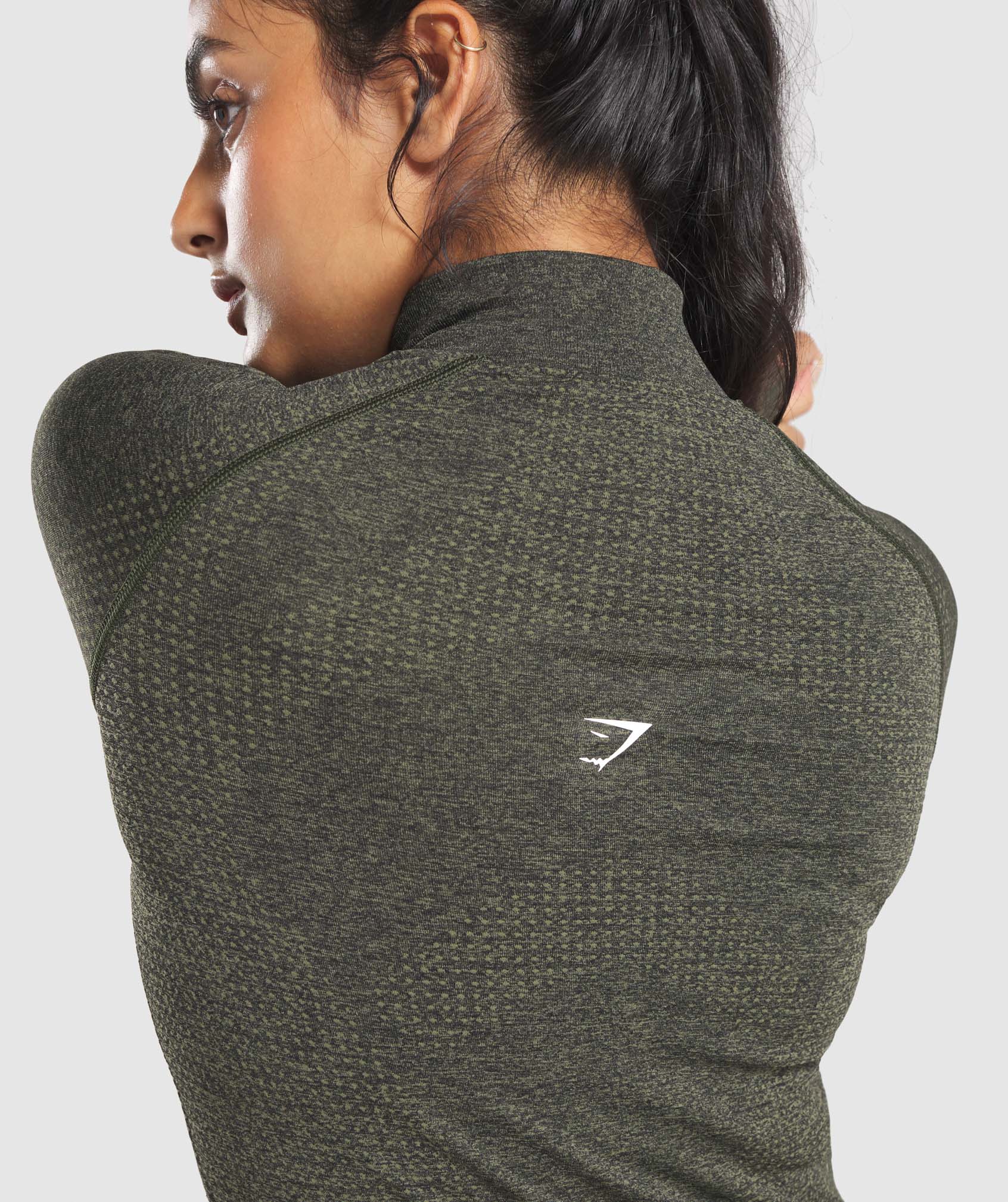 Vital Seamless 1/2 Zip Pullover in Dark Green Marl - view 7