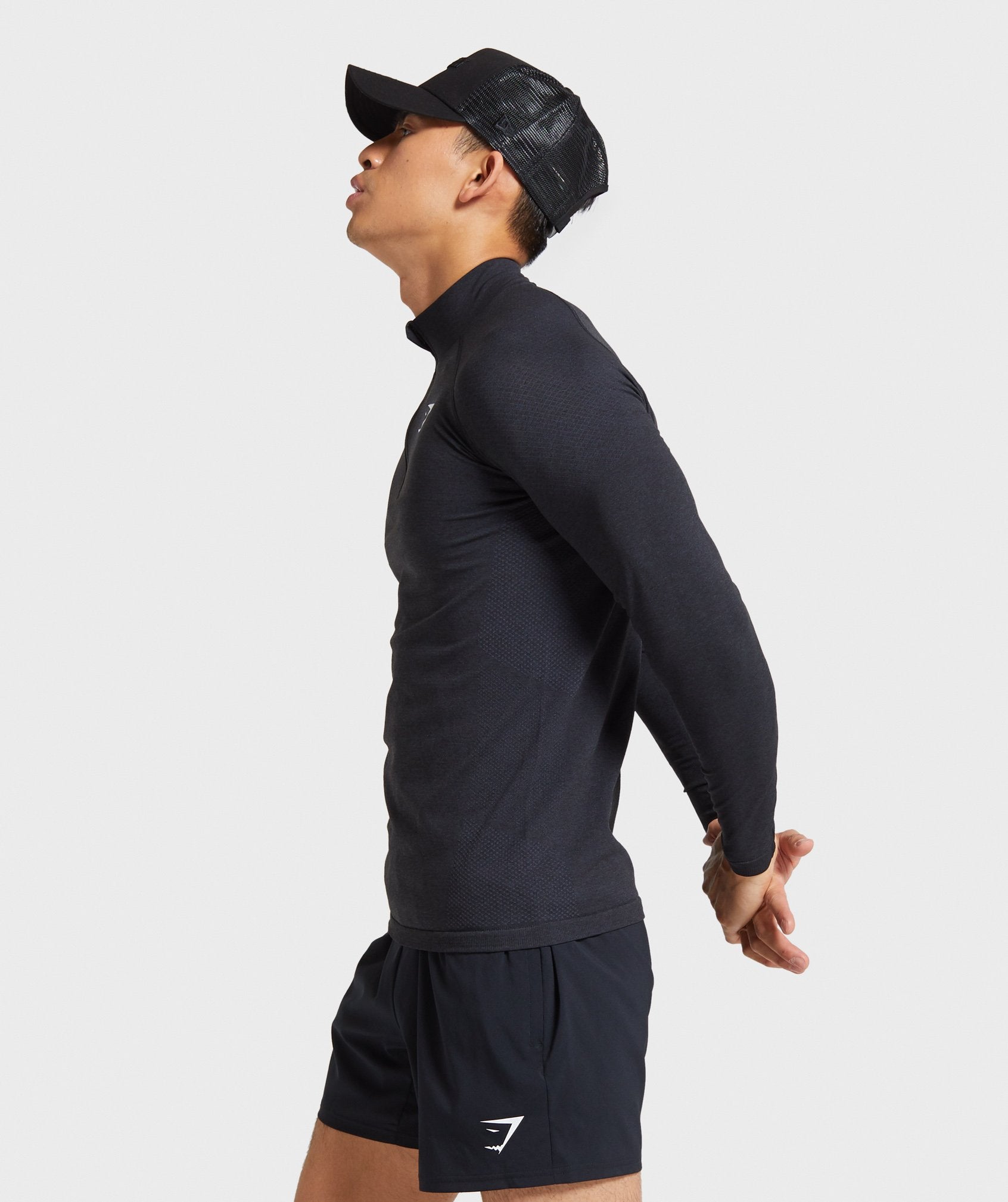 Vital Seamless 1/4 Zip Pullover in Black Marl