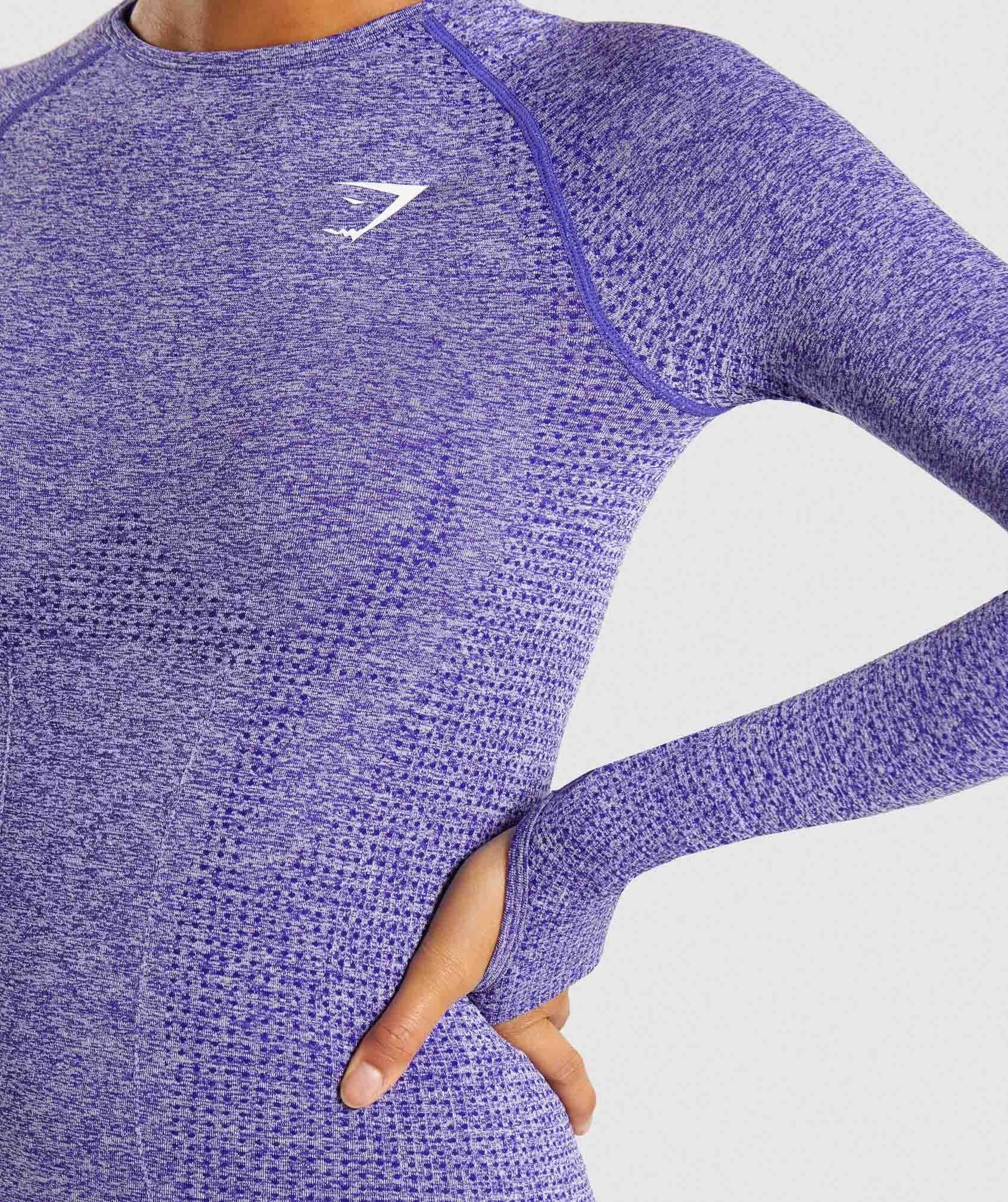 Indigo Marl Vital Seamless Long Sleeve T-Shirt Logo From Front