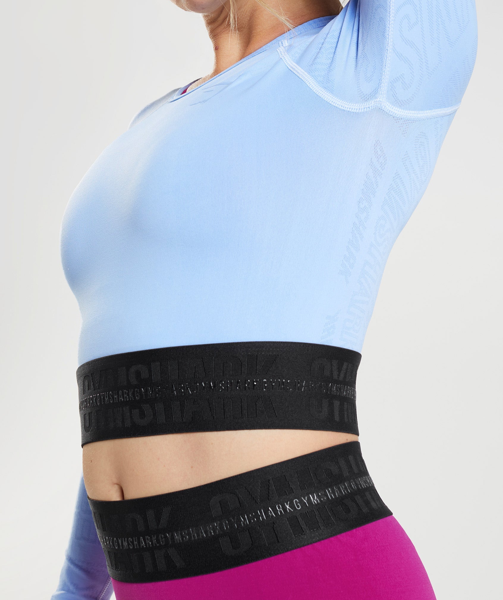 Vision Long Sleeve Crop Top in Moonstone Blue