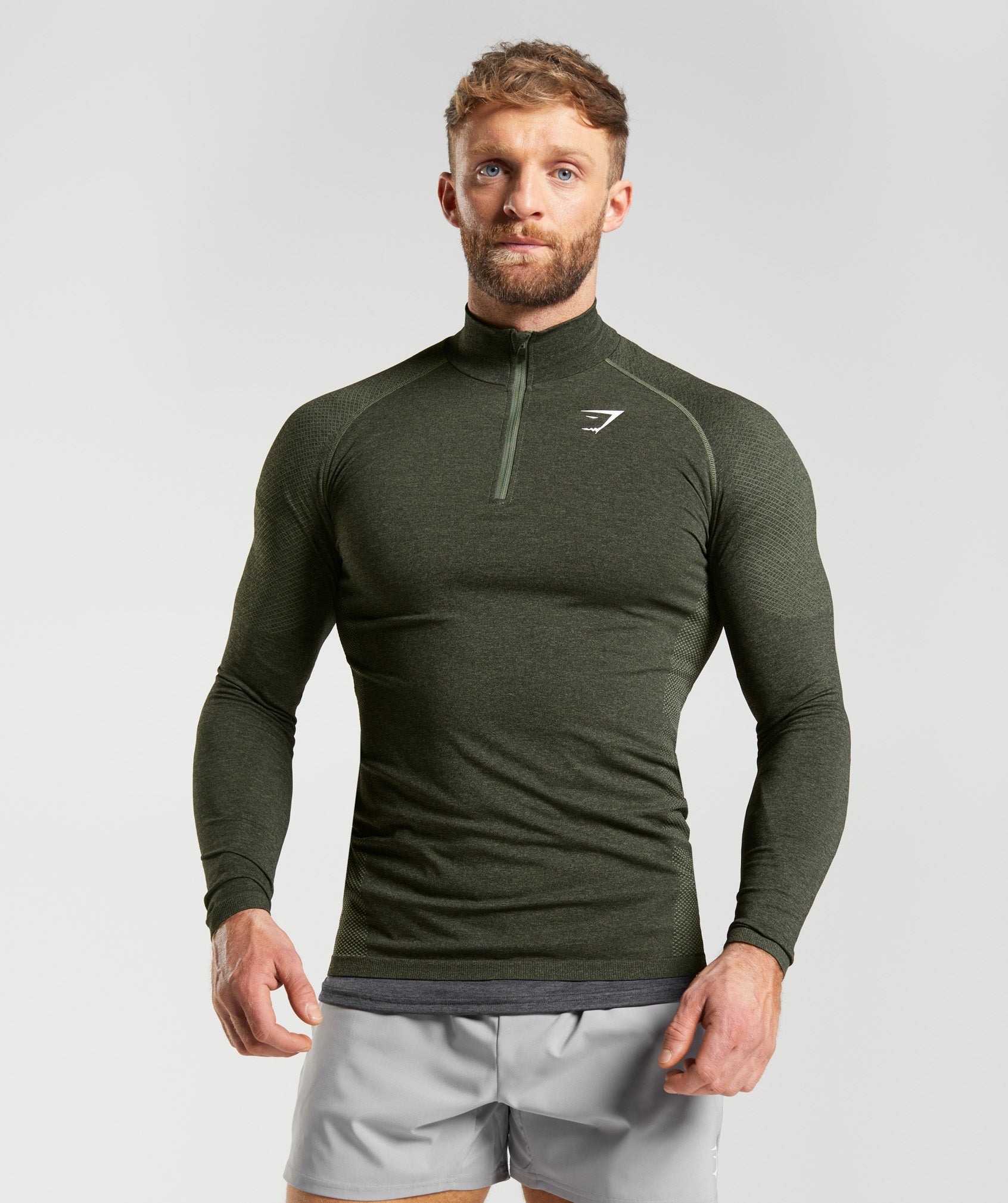 Vital Seamless 1/4 Zip in Core Olive/Black - view 1