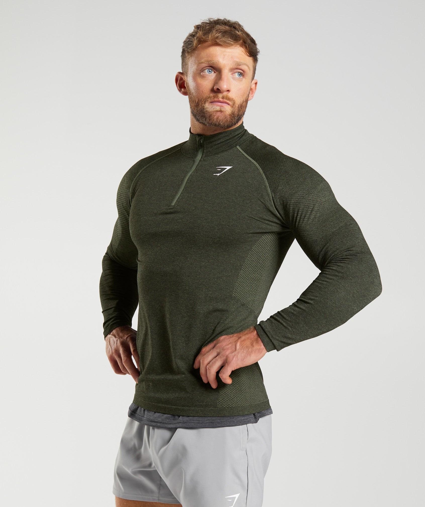 Vital Seamless 1/4 Zip in Core Olive/Black - view 3