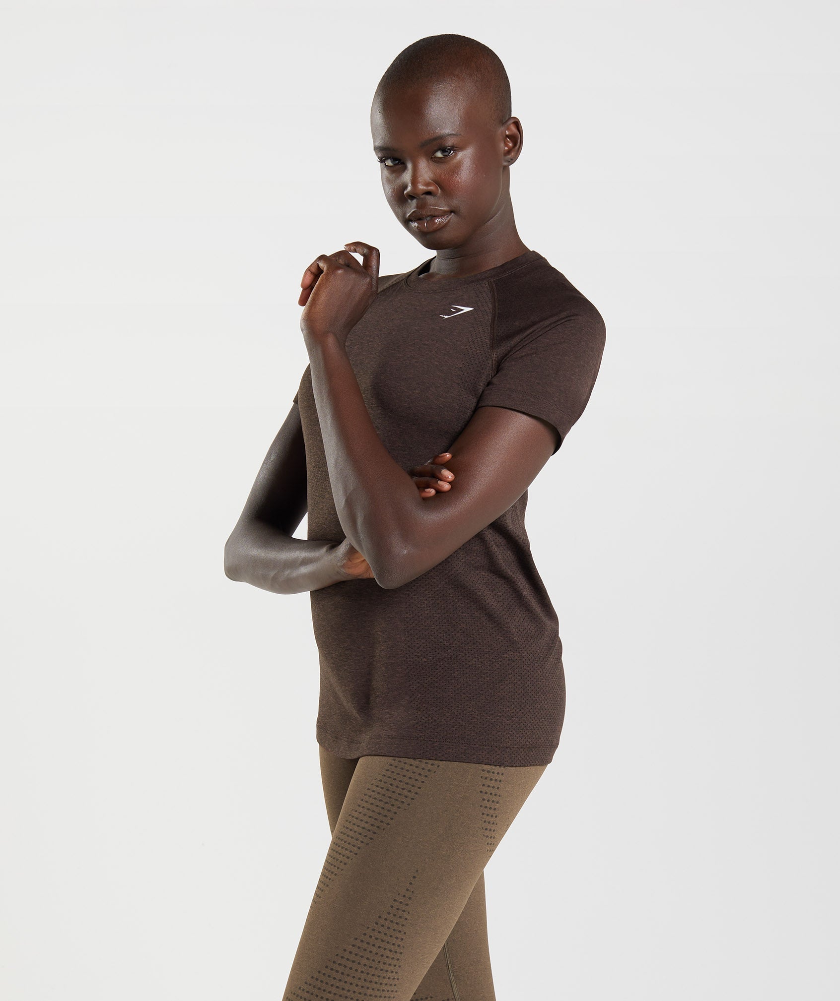 Vital Seamless 2.0 Light T-Shirt in Cherry Brown Marl - view 3