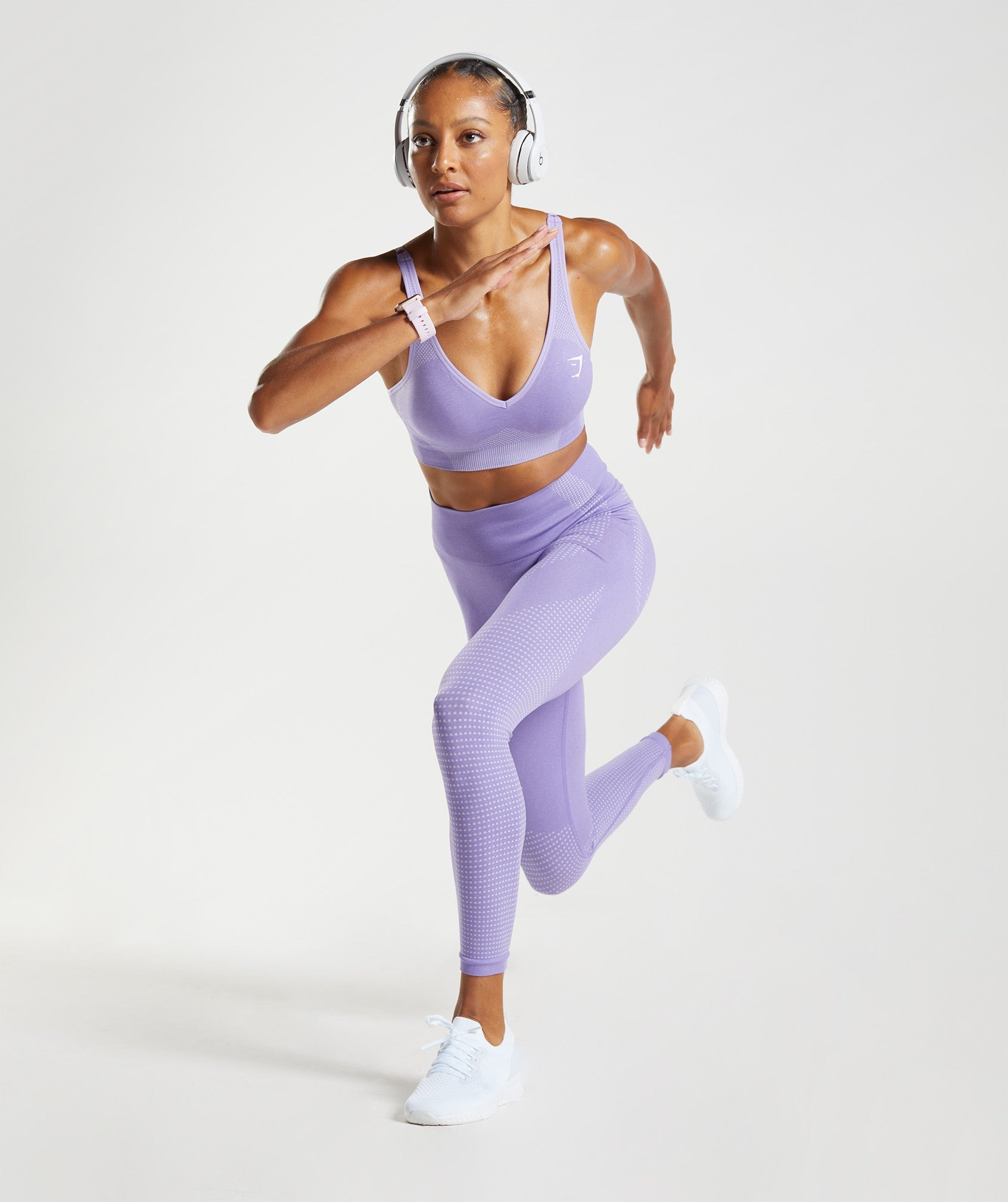 Vital Seamless 2.0 V Neck Sports Bra in Digital Violet Marl - view 4