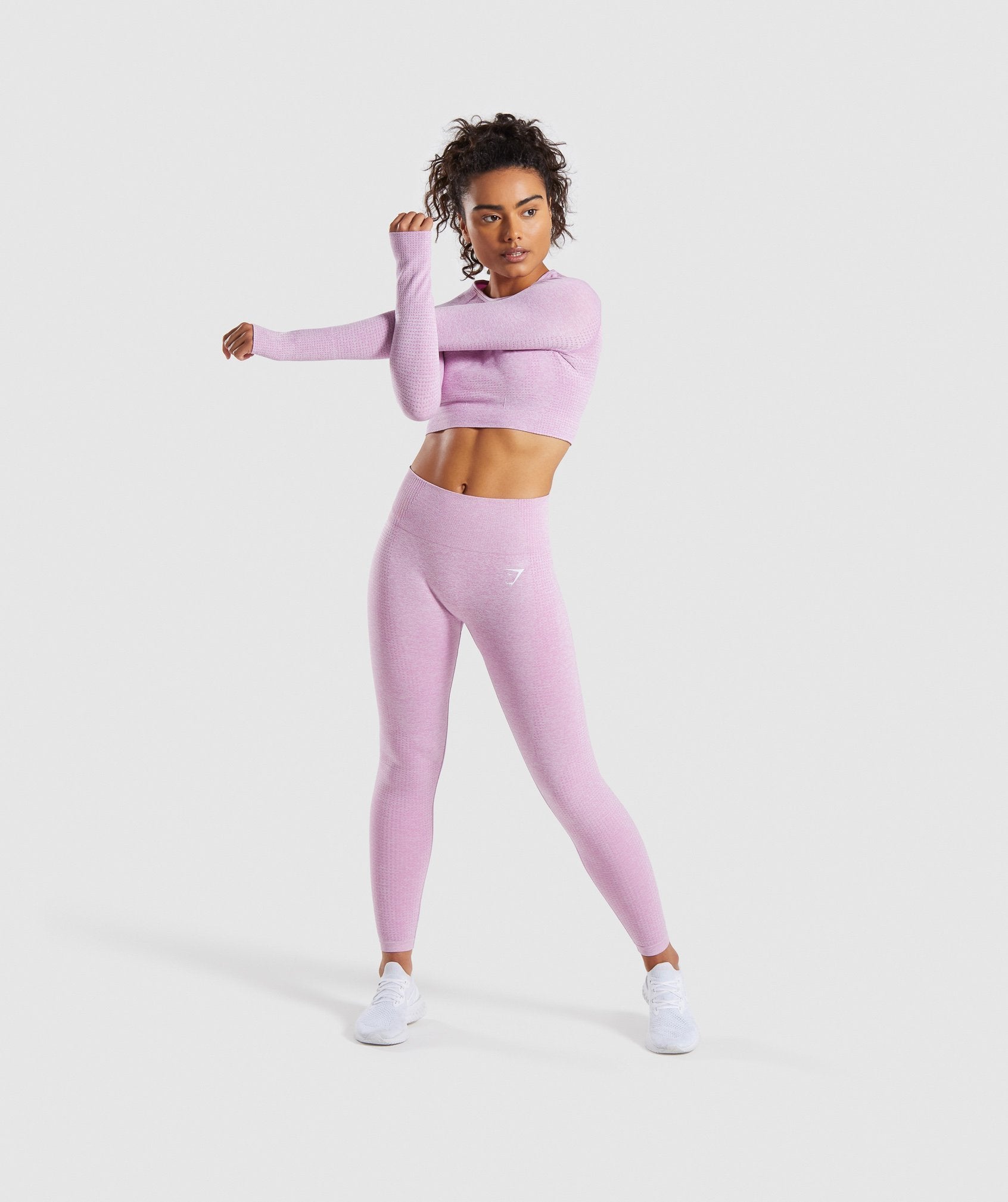 Vital Seamless Long Sleeve Crop Top in Pink - view 3