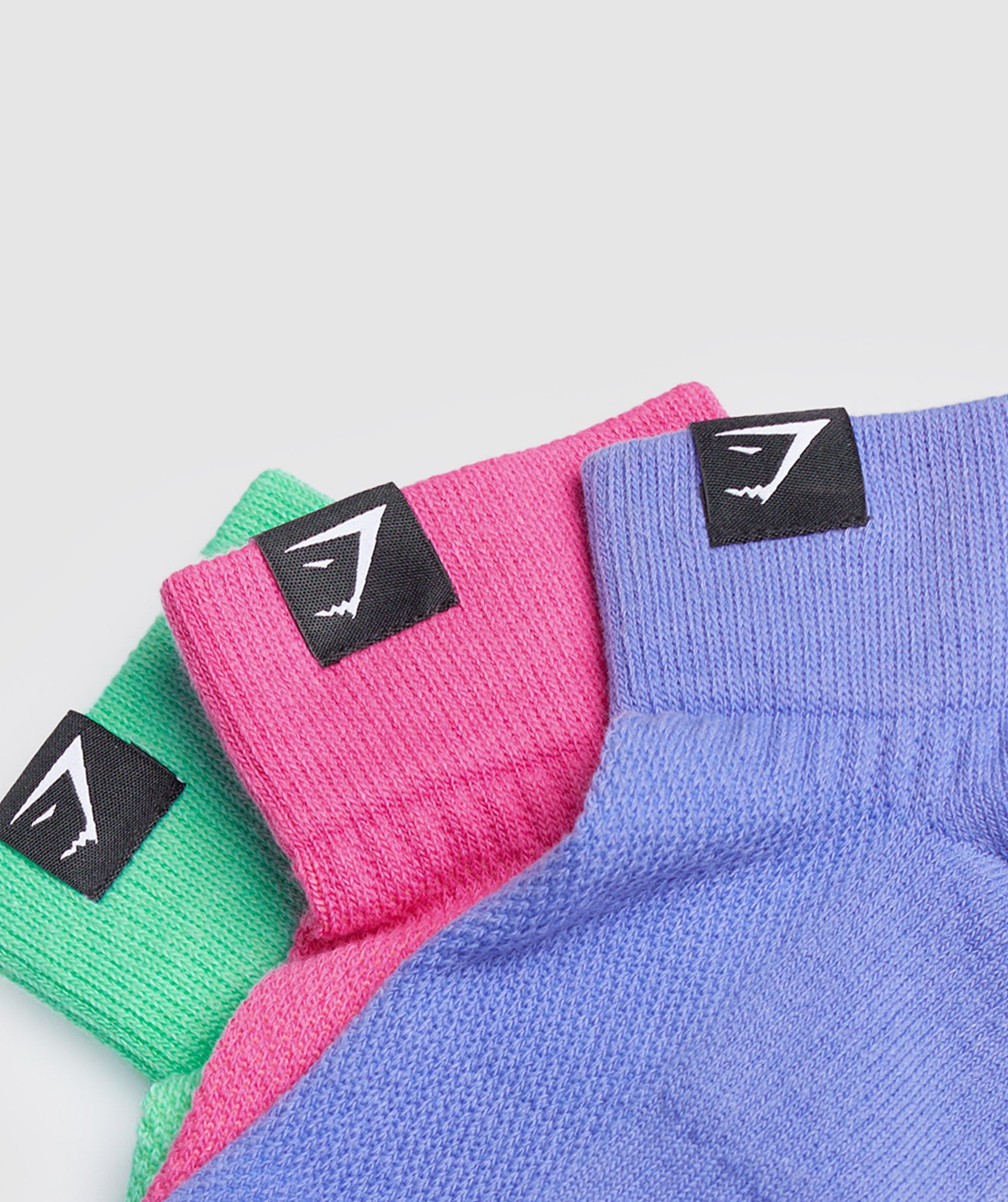 Woven Tab Quarter Socks 3pk in Fuchsia/Blue/Grape Blue - view 2