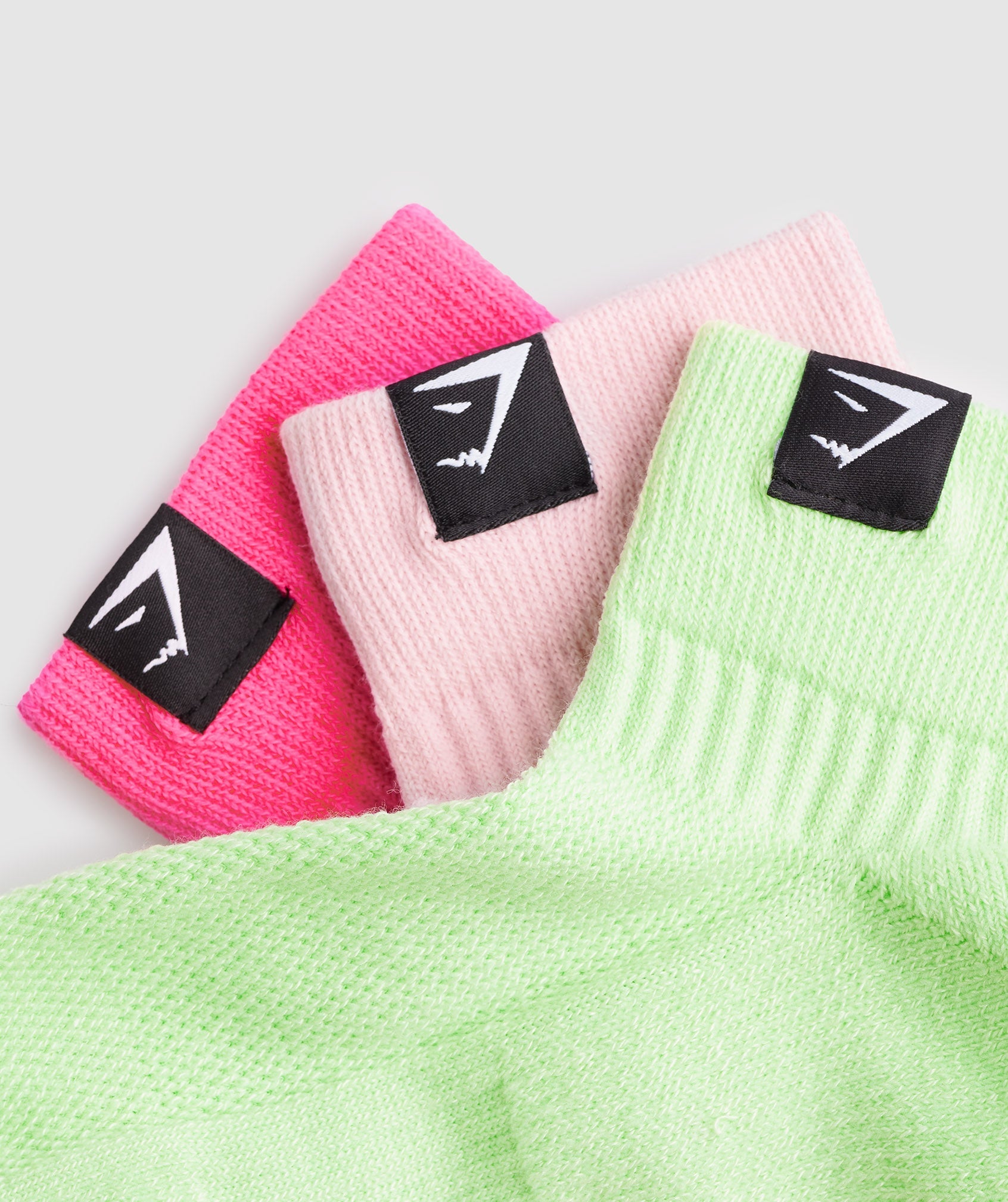 Woven Tab Sneaker Socks 3pk in Kiwi Green/Sweet Pink/Fluo Fuchsia - view 5