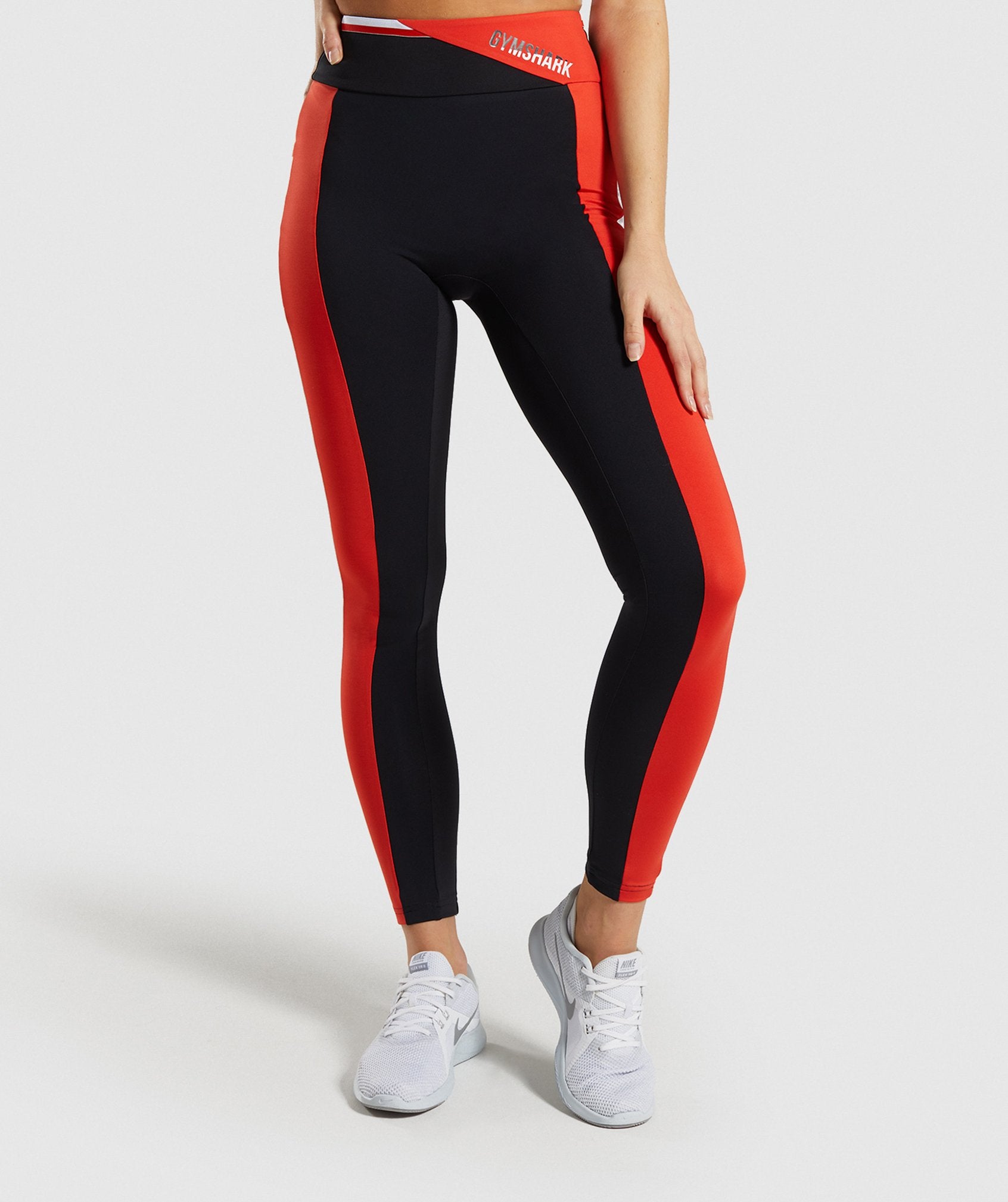 Colour Block Leggings in Black/Red/White - view 1