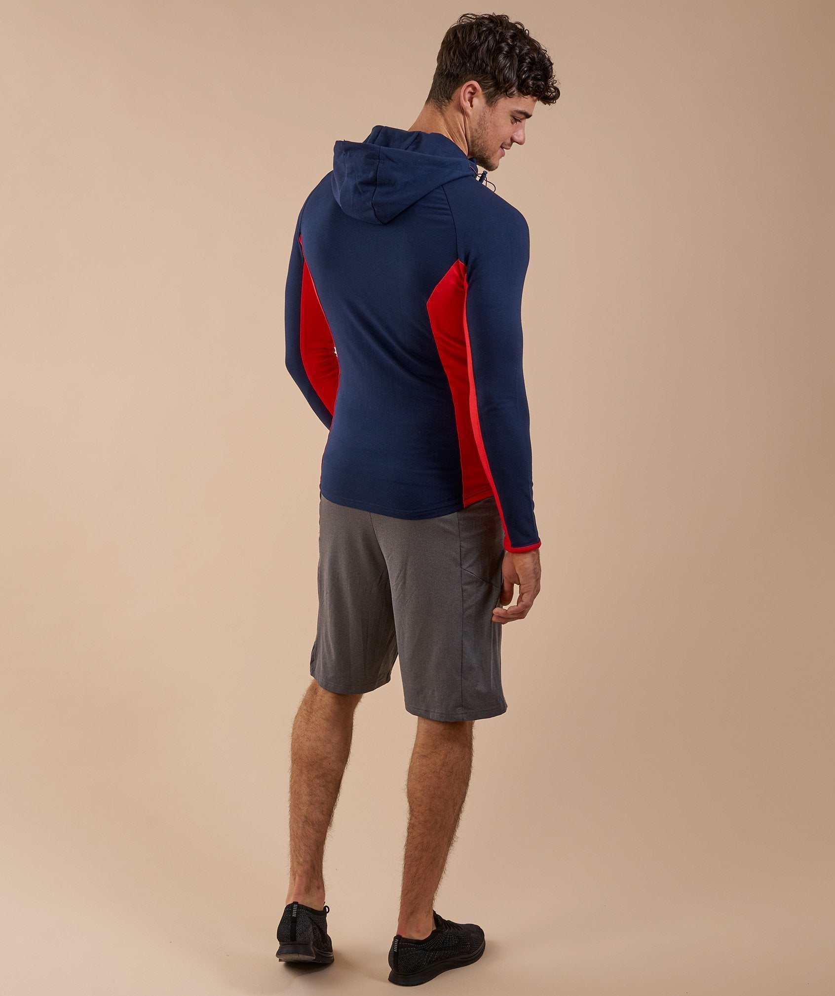 Fit Hooded Top in Sapphire Blue/Red - view 3