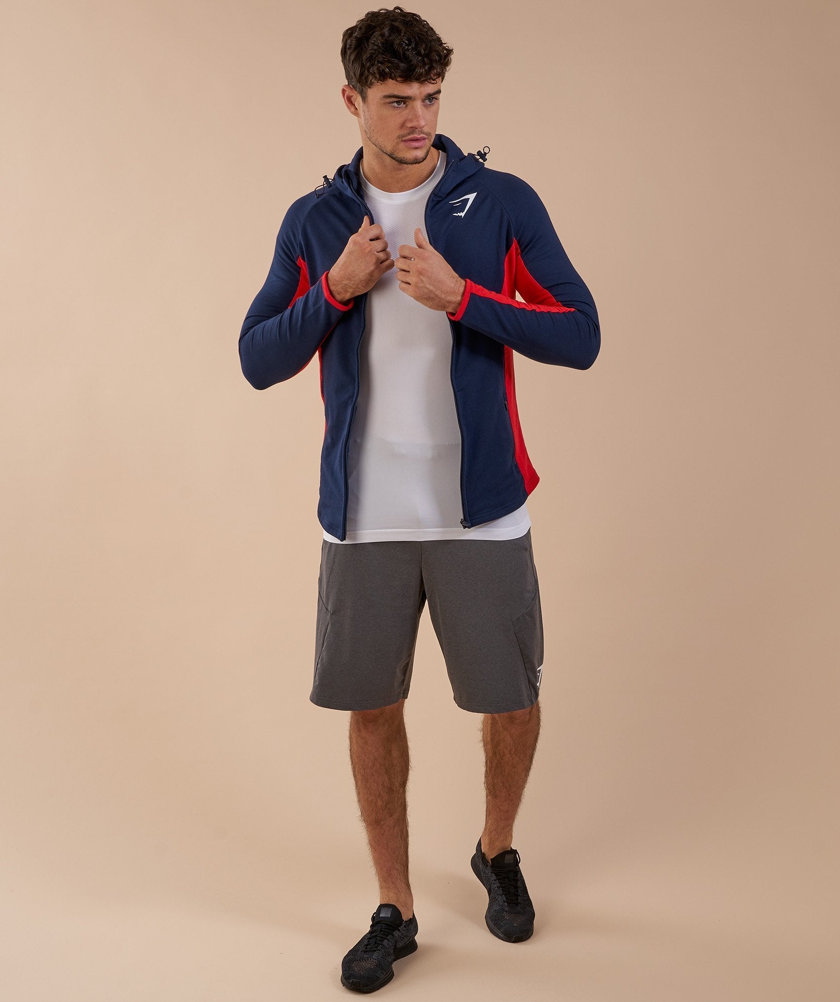 Fit Hooded Top in Sapphire Blue/Red - view 2