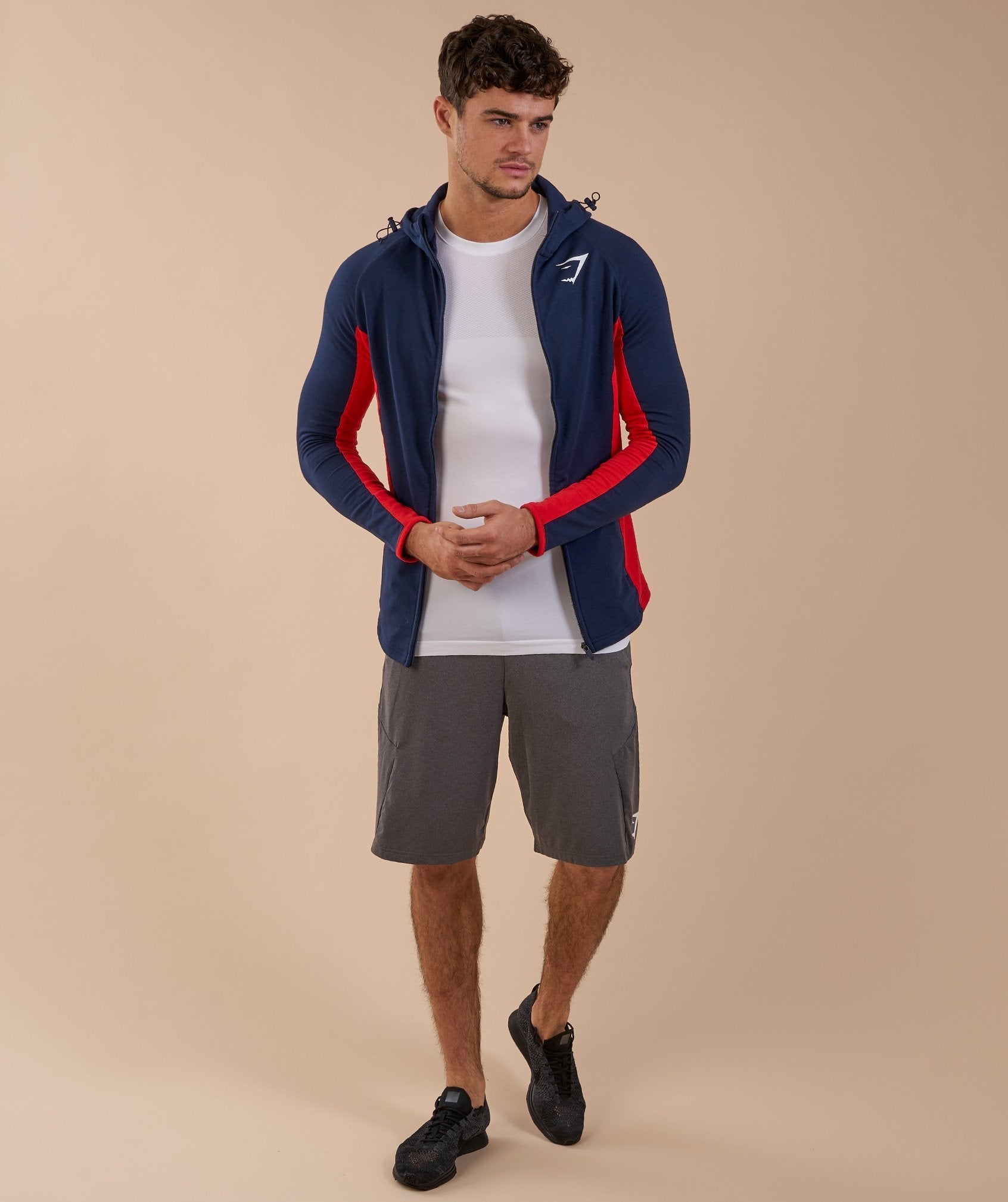 Fit Hooded Top in Sapphire Blue/Red - view 4