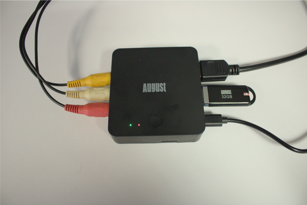 A VGB400 with a USB, RCA, HDMI and Power Cable Connected