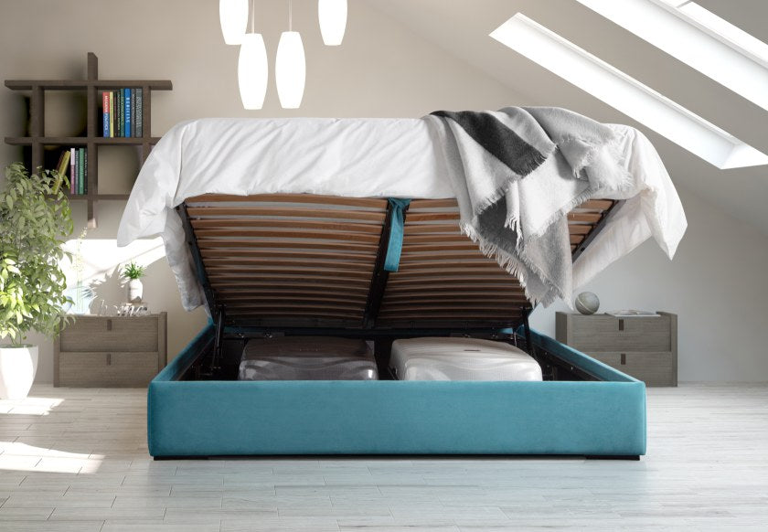 Bed with storage underneath mattress