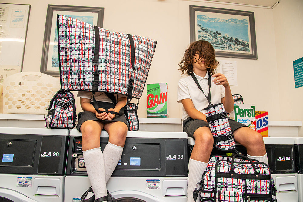 Laundrette Shoot Goodordering eco tartan range.