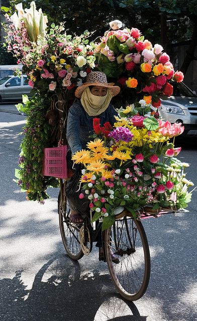 Hanoi bicycle loaded with flowers