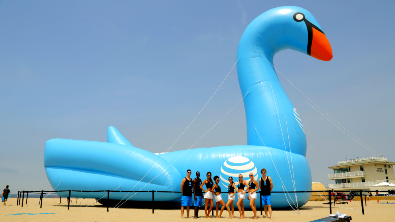 Giant inflatable blue Swan