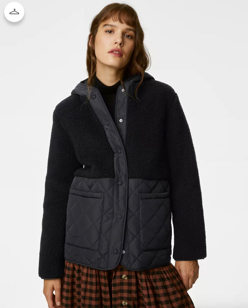 borg quilted fleece jacket