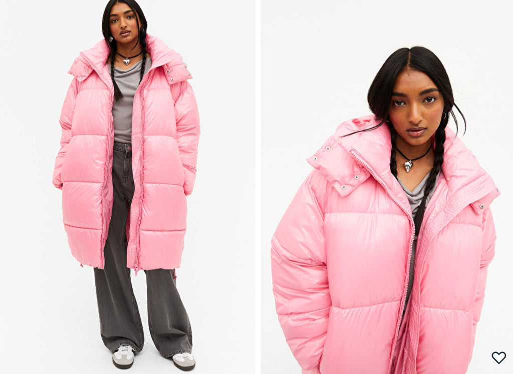 oversized puffer jacket pink monki