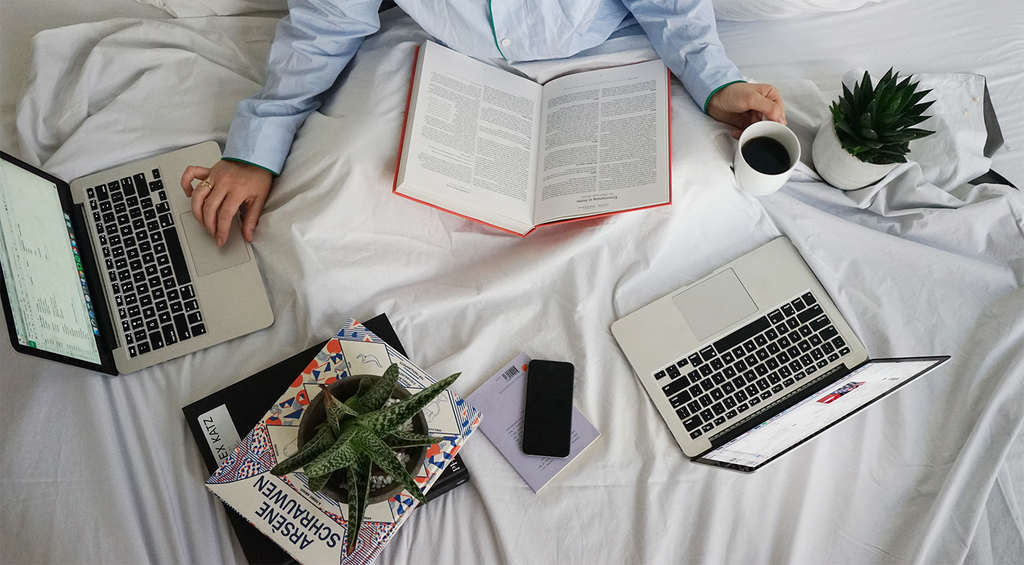 how to work from bed comfortably