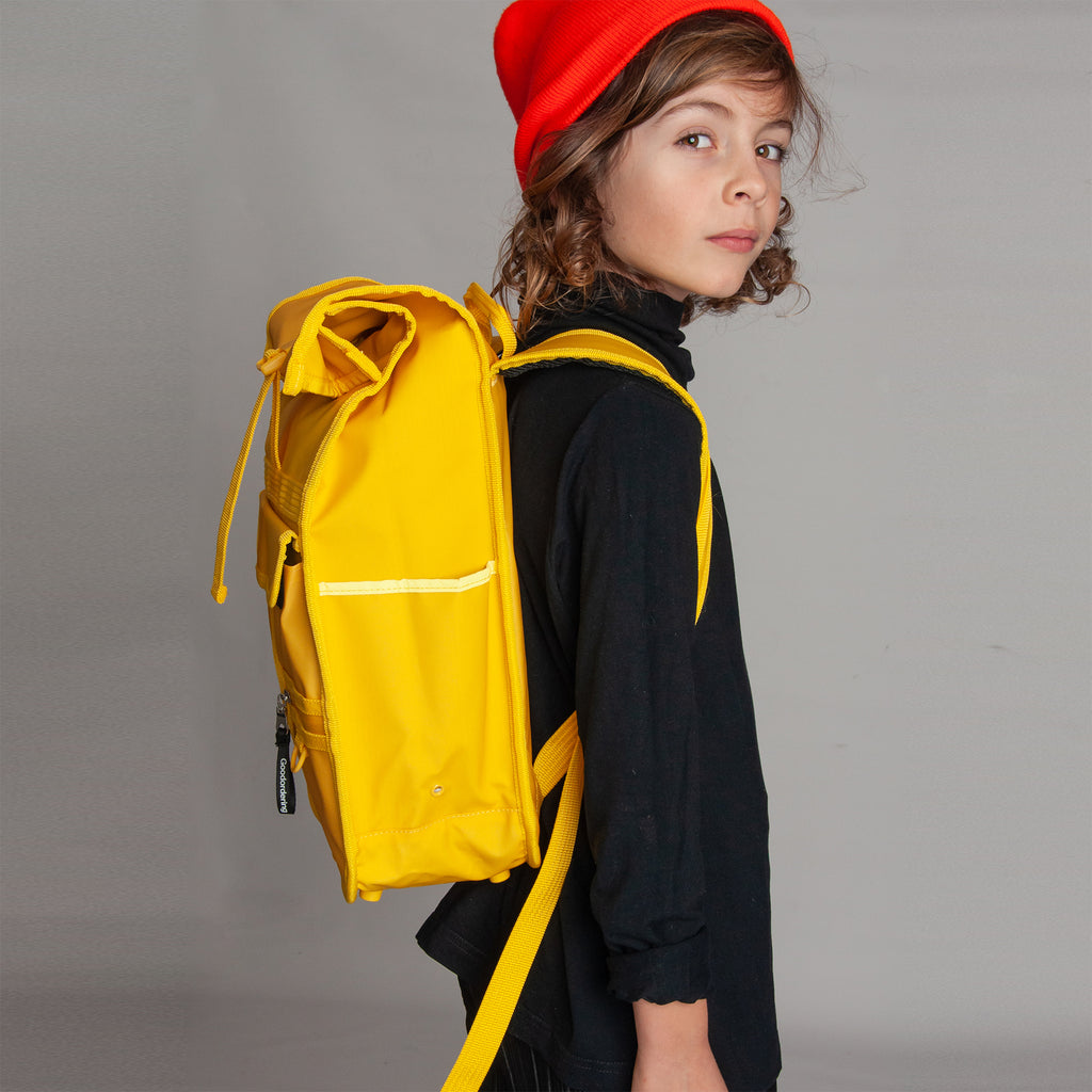 Goodordering yellow monochrome kids backpack