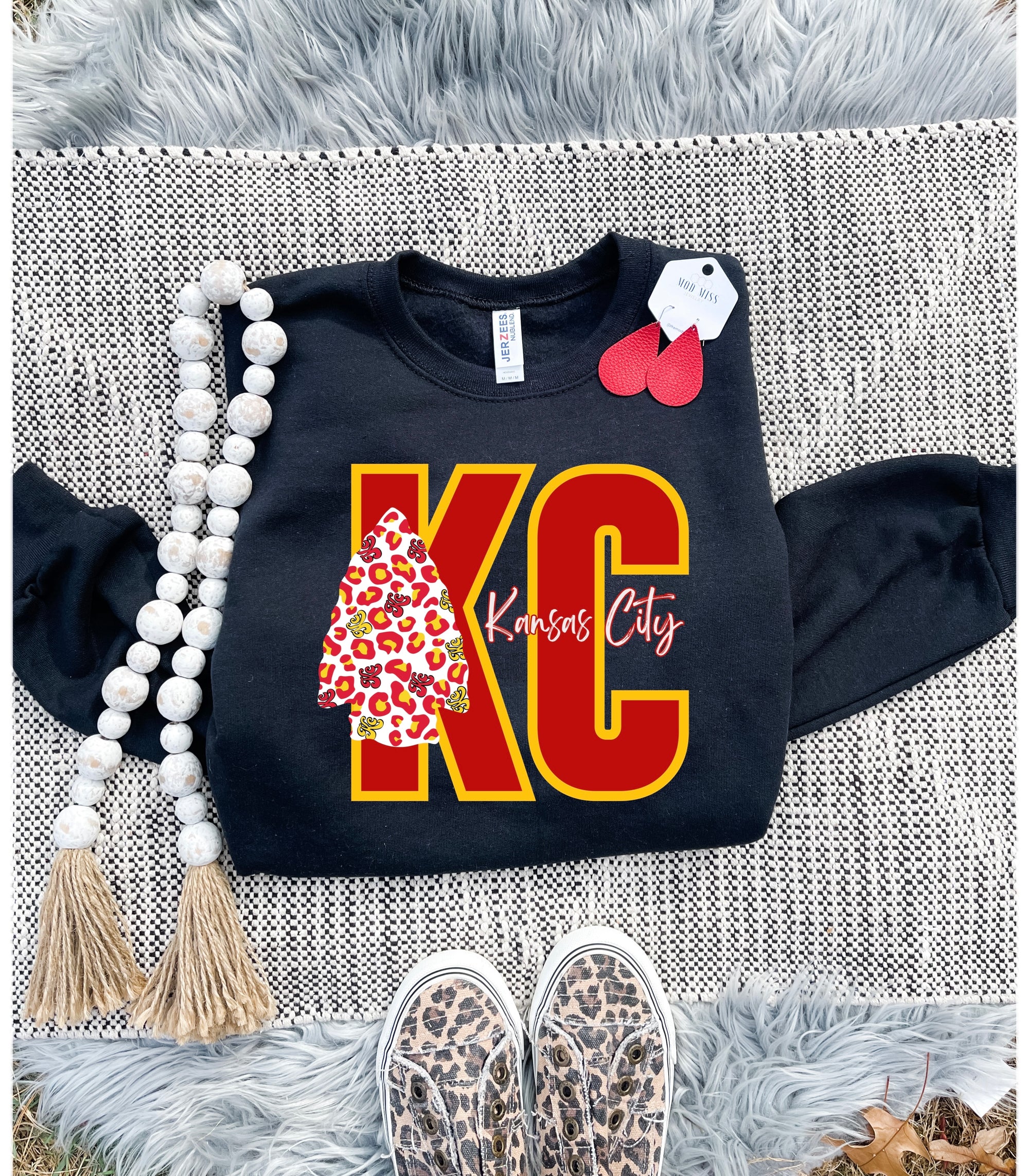 Kansas City Football & Leopard Helmet Sand Sweatshirt - Olive