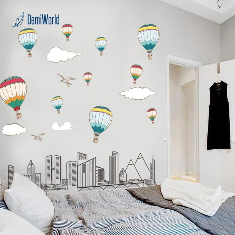 120 150cm Cartoon City Balloon Wall Sticker For Kids Rooms Large Wall Decals For Bedroom Living Room Creative Art Home Decors