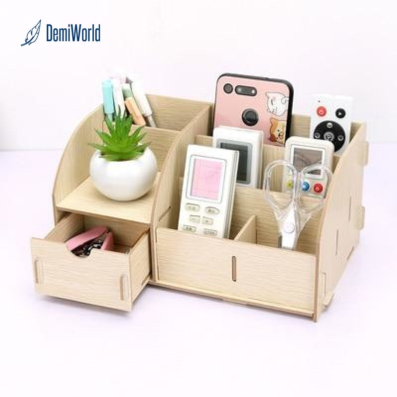 Diy Wood Desk Stationery Holders With Drawer Organizer Office