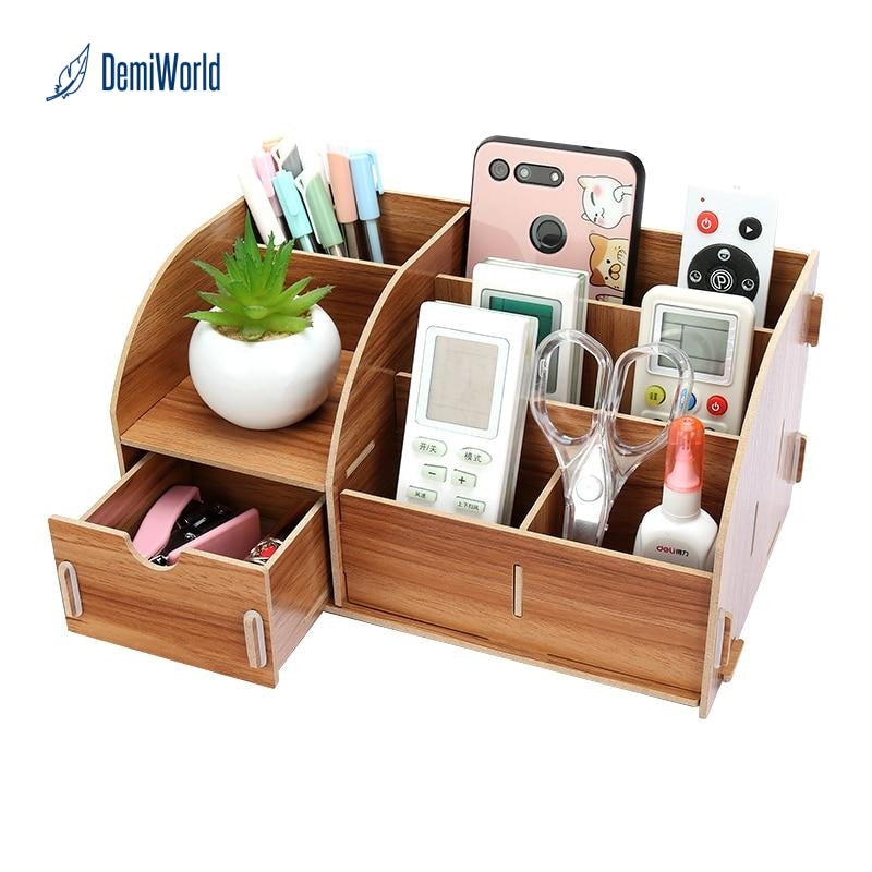 Diy Wood Desk Stationery Holders With Drawer Organizer Office