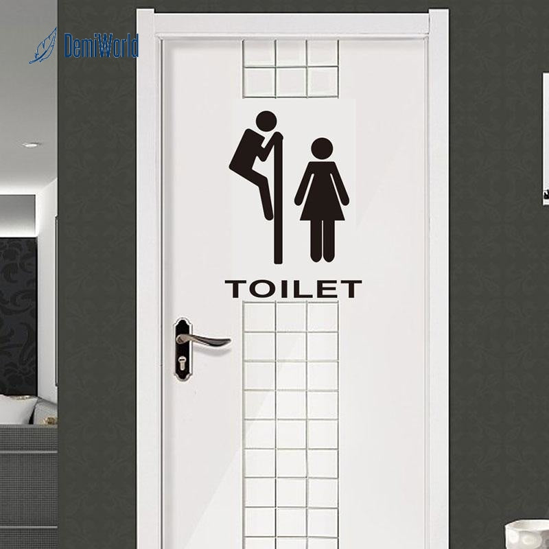 Toilet Stickers Vintage Wall Stickers Bathroom Decor Toilet Door Sign Demiworld
