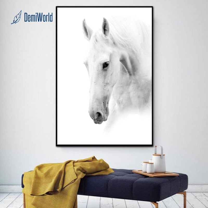 Zz2385 White Horse Wall Art Canvas Prints Modern Art Home Decor For Living Room Bedroom Pictures Large Hd Printed Painting